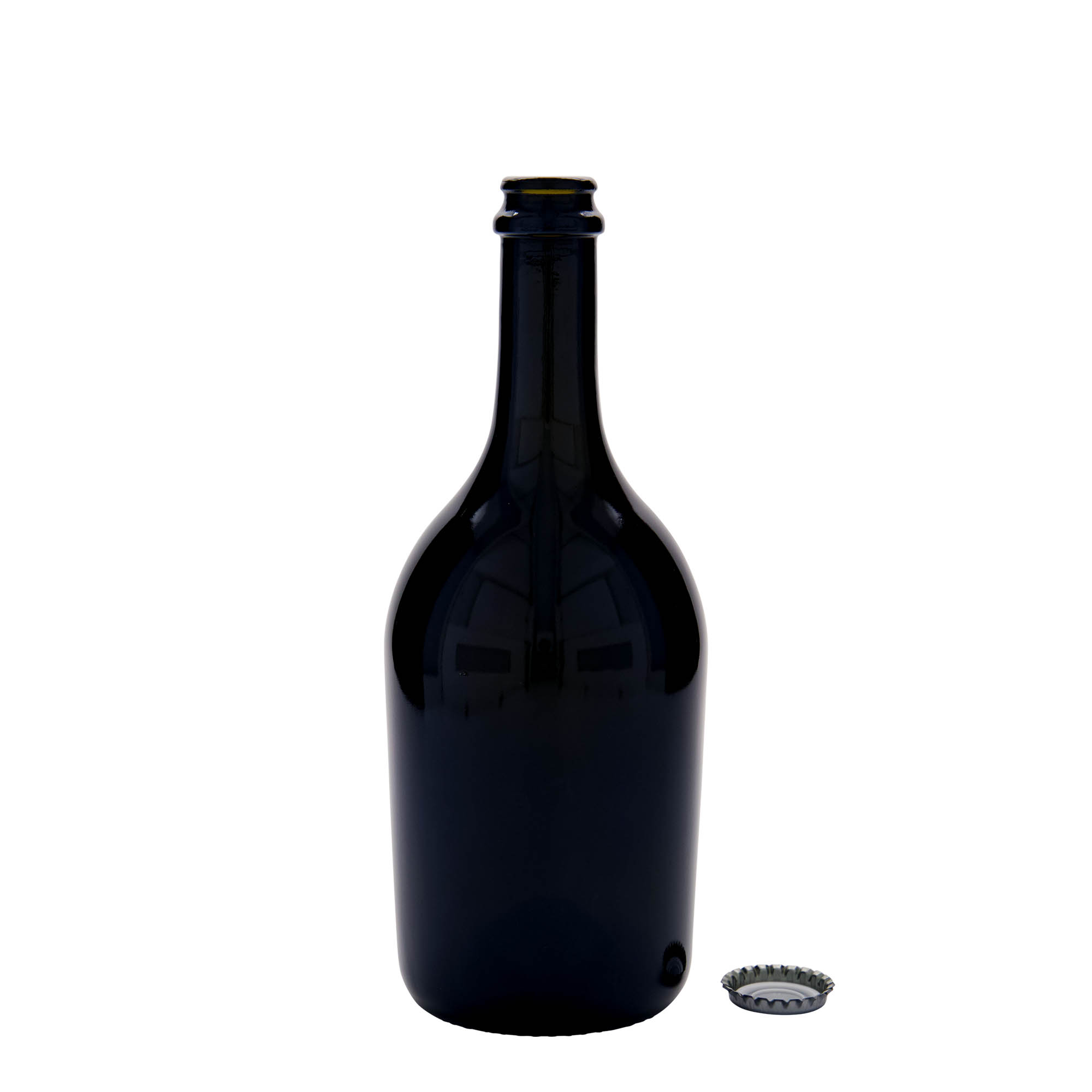 750 ml alus/šampanieša pudele 'Butterfly', stikls, antīkzaļš, atvere: kronkorkis