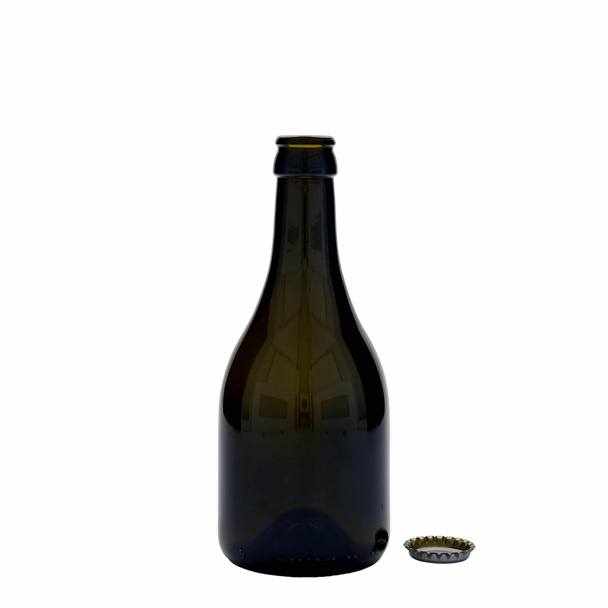 330 ml alus pudele 'Horta', stikla, antīki zaļa, aizdare: kroņveida korķis