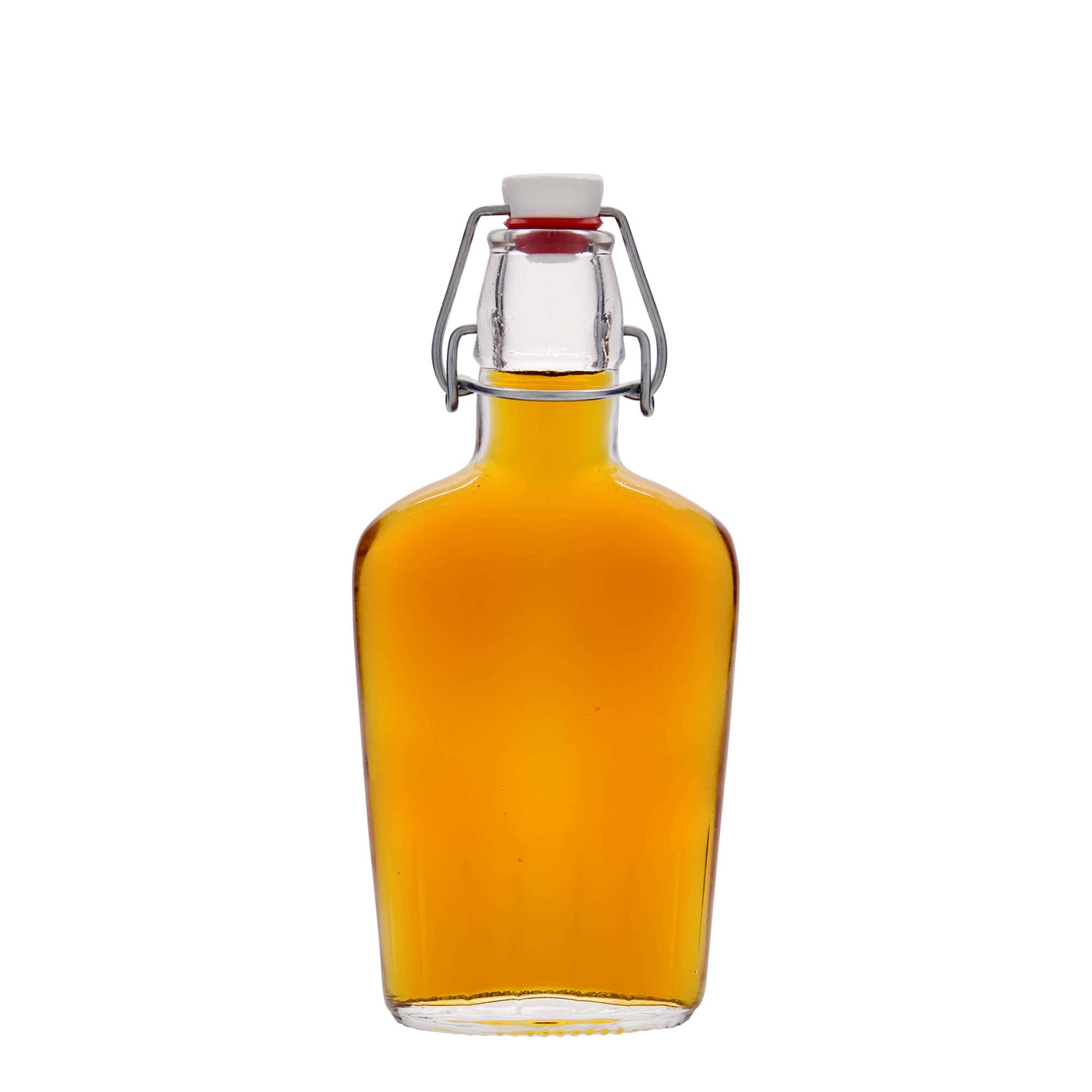 250 ml stikla pudele 'Fiaschetta', ovāla, atvere: skavas aizdare