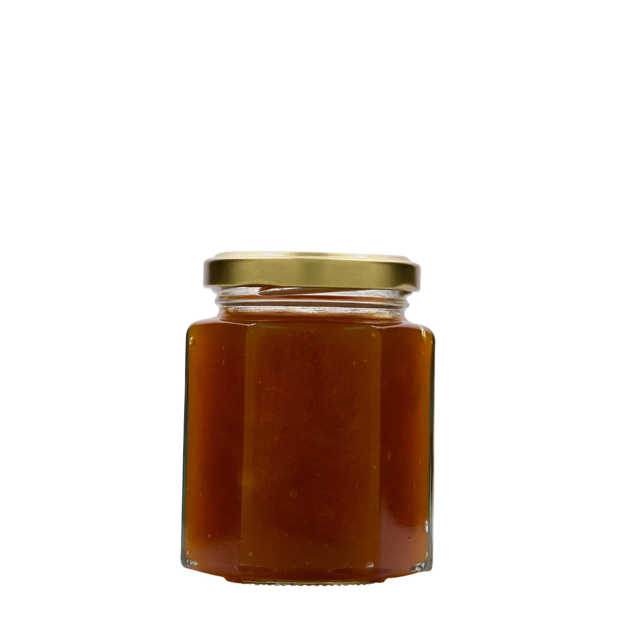 191 ml sešstūra stikla burka, atvere: Twist-Off (TO 58)