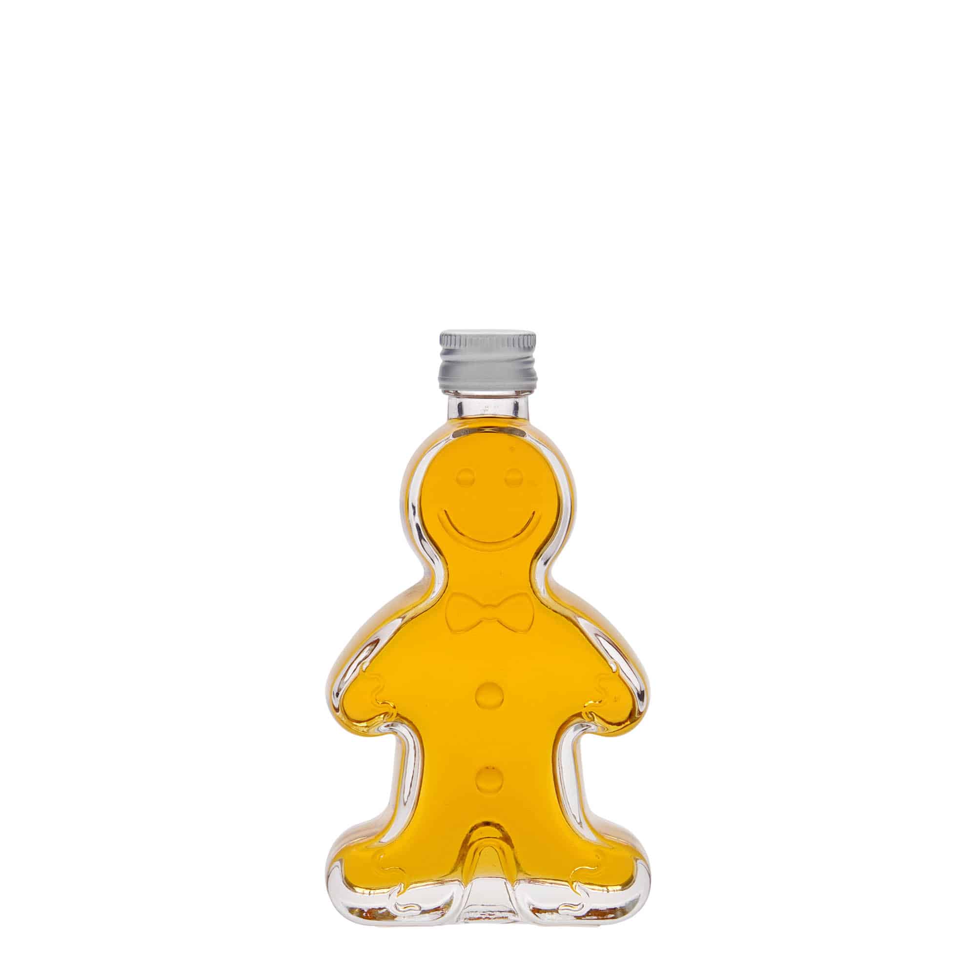 50 ml stikla pudele 'Piparkūku vīrs', atvere: PP 18 50 ml stikla pudele 'Piparkūku vīrs', atvere: PP 18