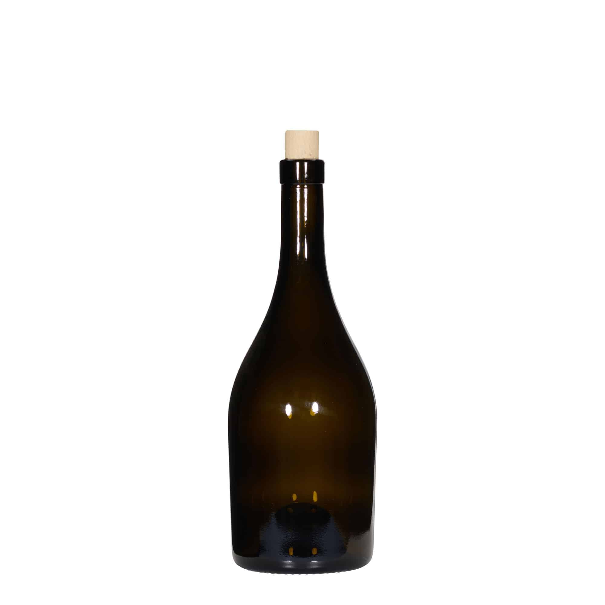 750 ml vīna pudele 'Exclusive', antīki zaļa, atvere: korķis