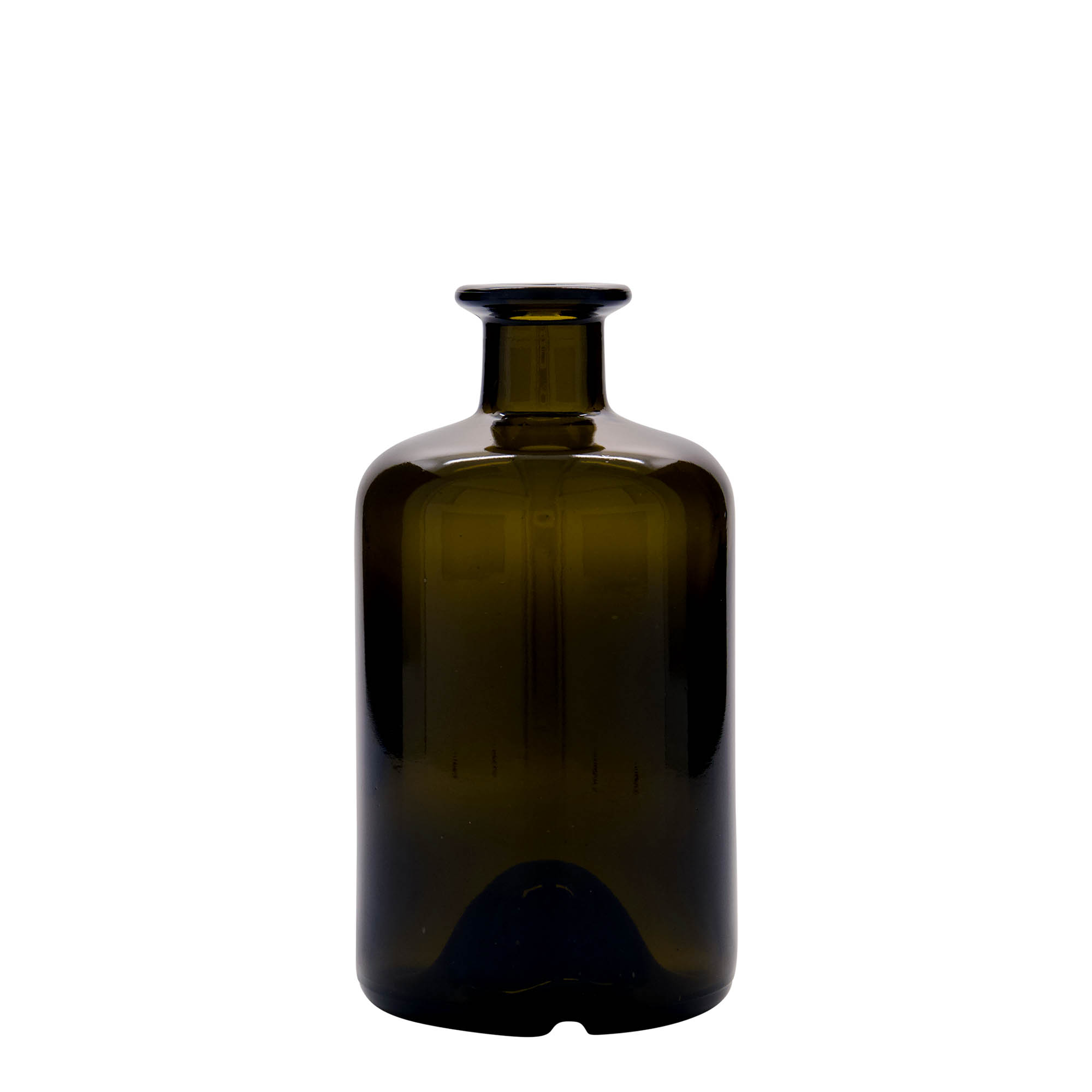 500 ml stikla pudele aptiekāram, antīkzaļa, atvere: korķis