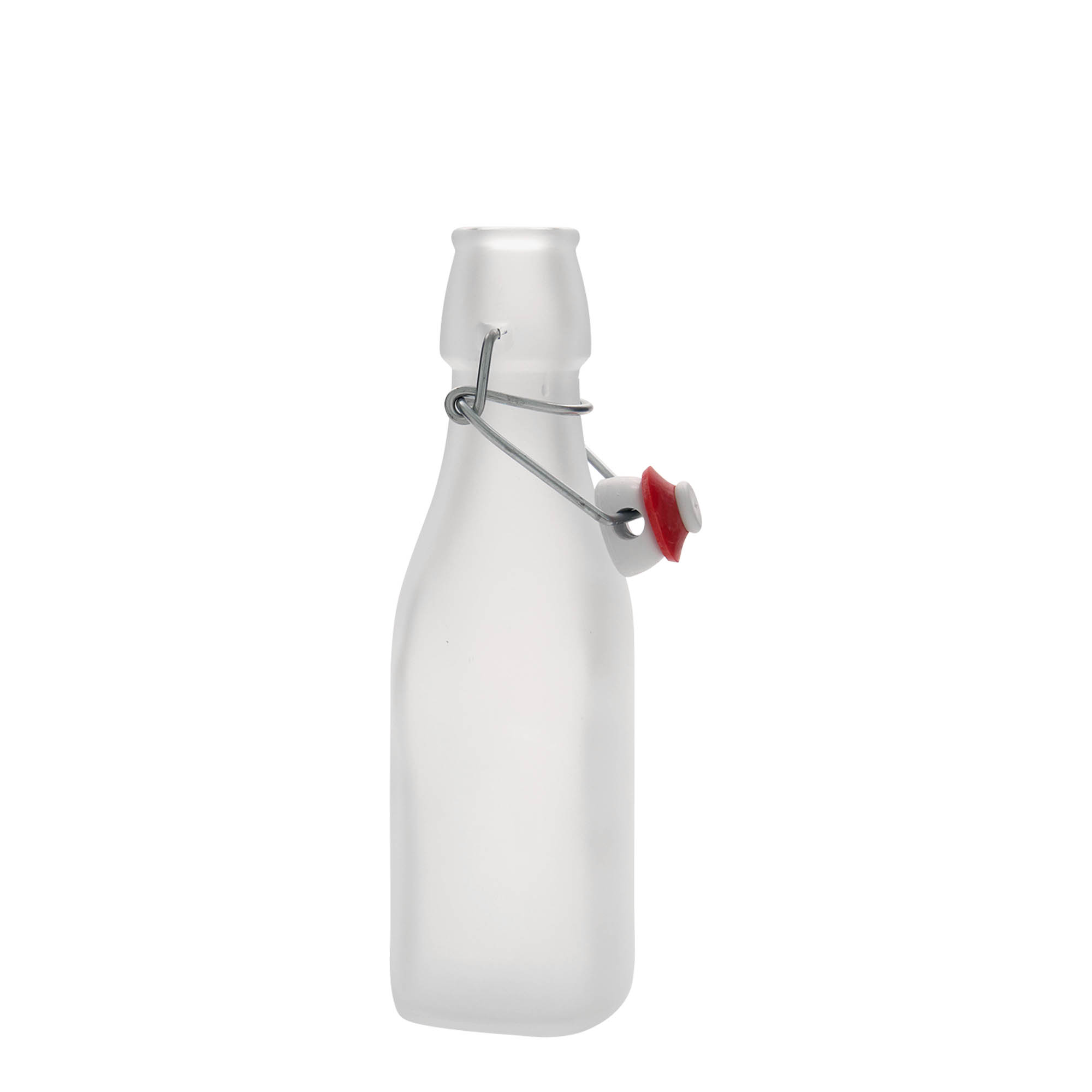 250 ml stikla pudele 'Swing, kvadrātveida, balta, atvere: aizbīdņa aizdare
