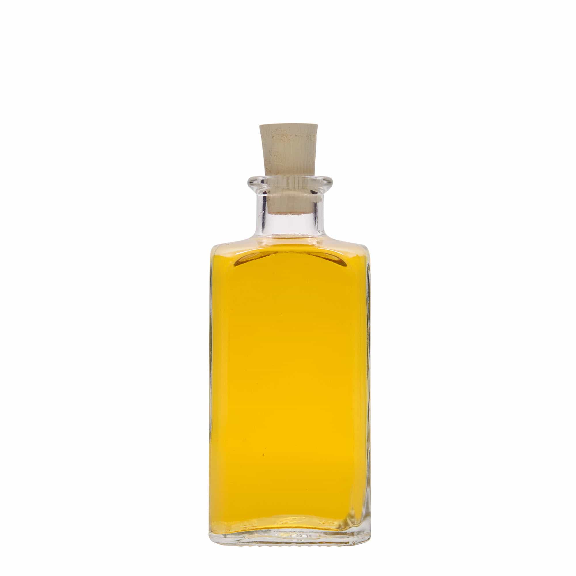 250 ml stikla pudele, farmācijas, 'Carré', kvadrātiska, aizdare: korķis