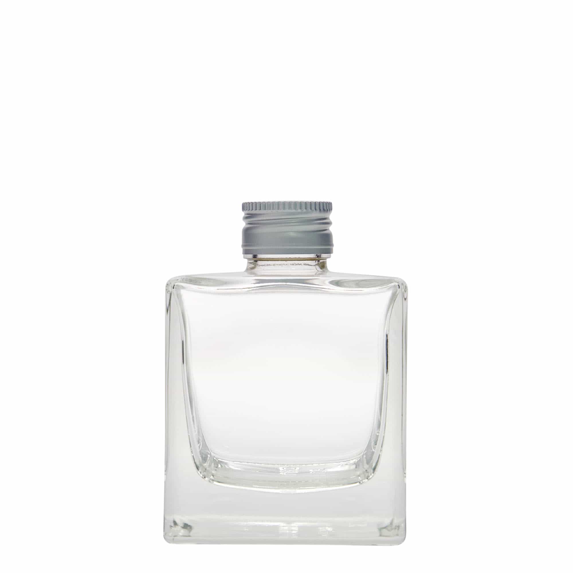 200 ml stikla pudele 'Cube', kvadrātiska, aizdare: PP 28