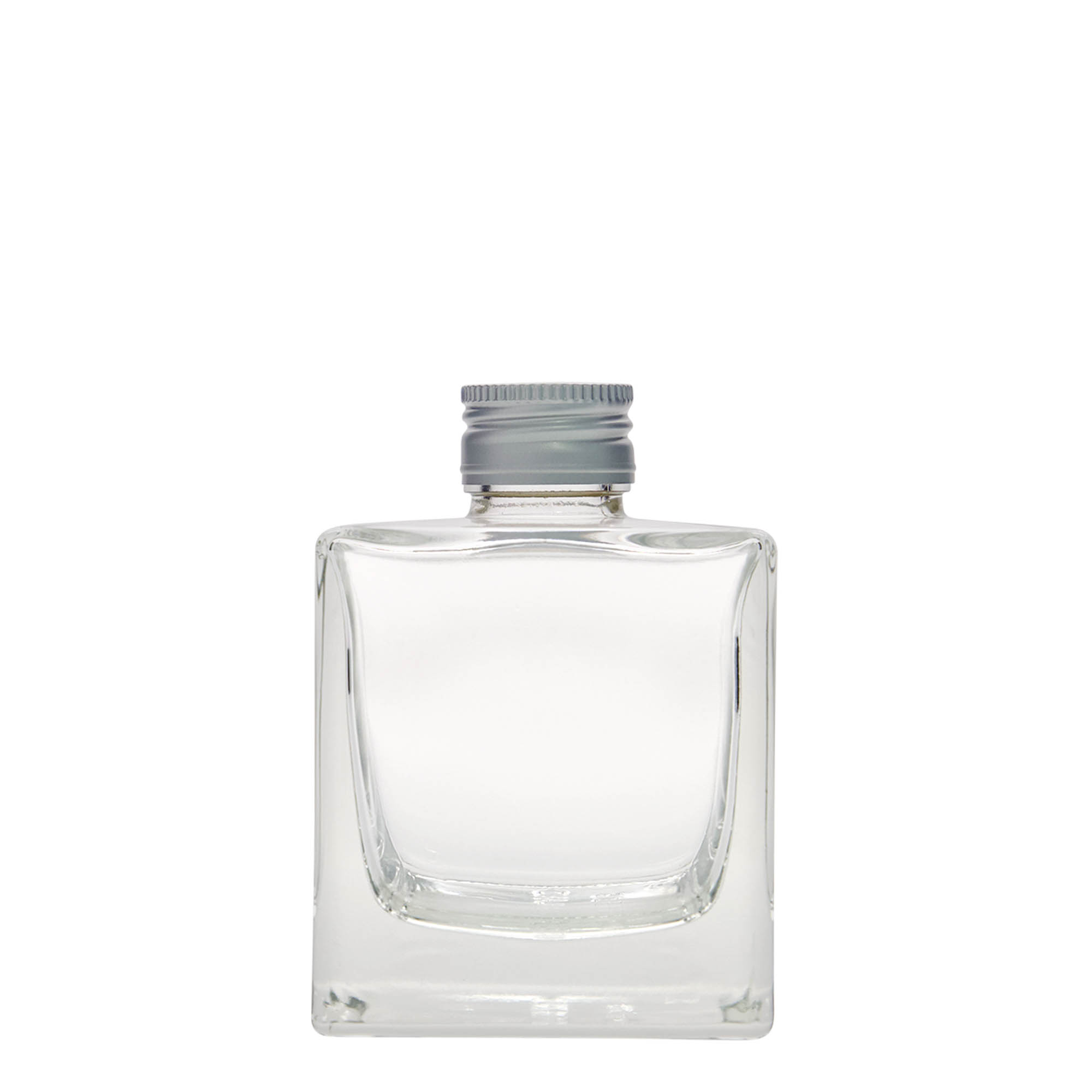 200 ml stikla pudele 'Cube', kvadrātiska, atvere: PP 28