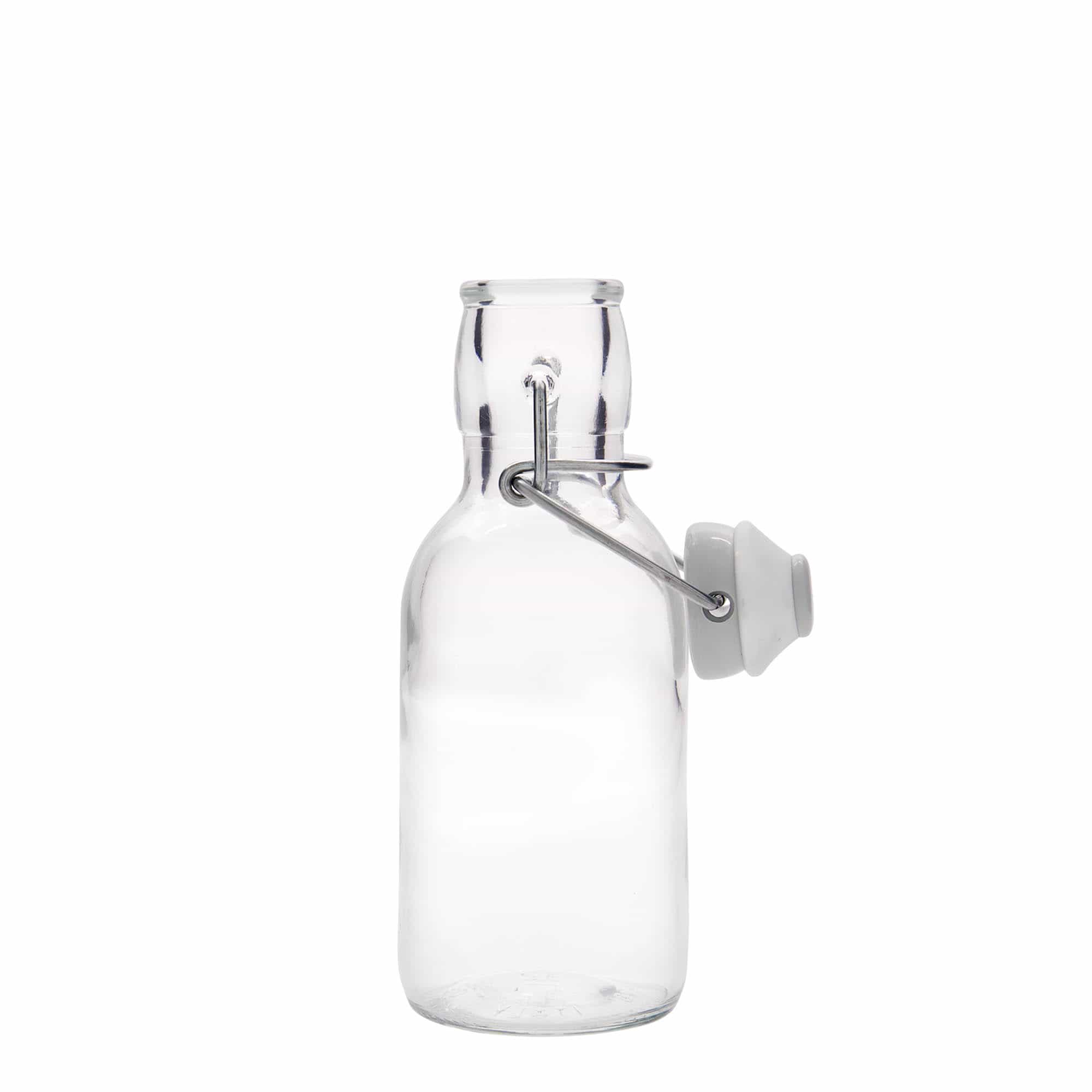 250 ml stikla pudele 'Emilia', atvere: aizvēršanas skava 250 ml stikla pudele 'Emilia', atvere: aizvēršanas skava