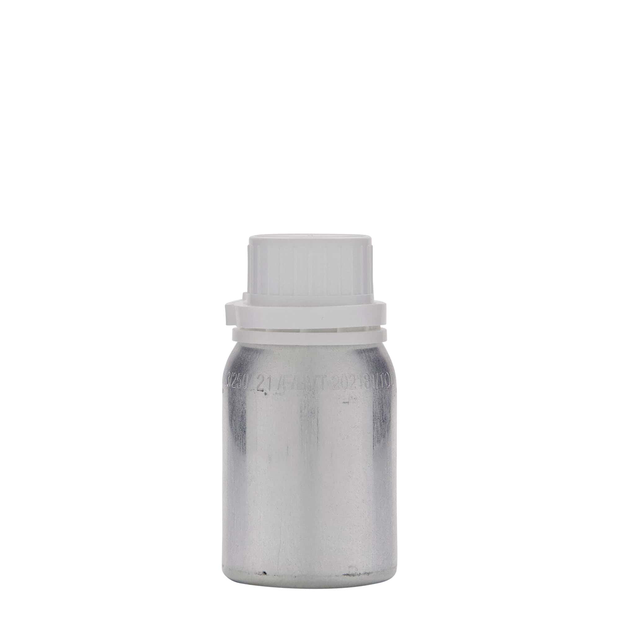 125 ml alumīnija pudele, metāls, sudraba krāsa, atvere: DIN 32
