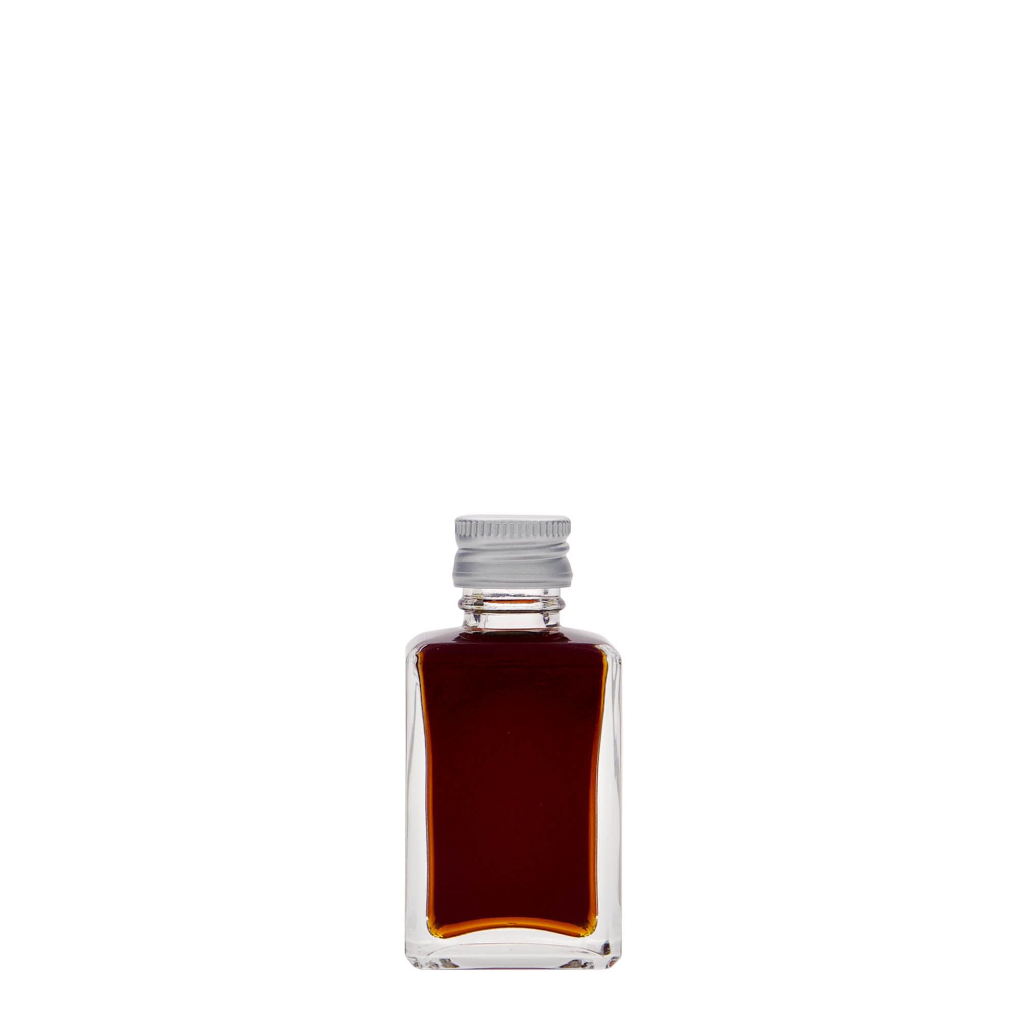 30 ml stikla pudele 'Tamme', kvadrātiska, atvere: PP 18 30 ml stikla pudele 'Tamme', kvadrātiska, atvere: PP 18