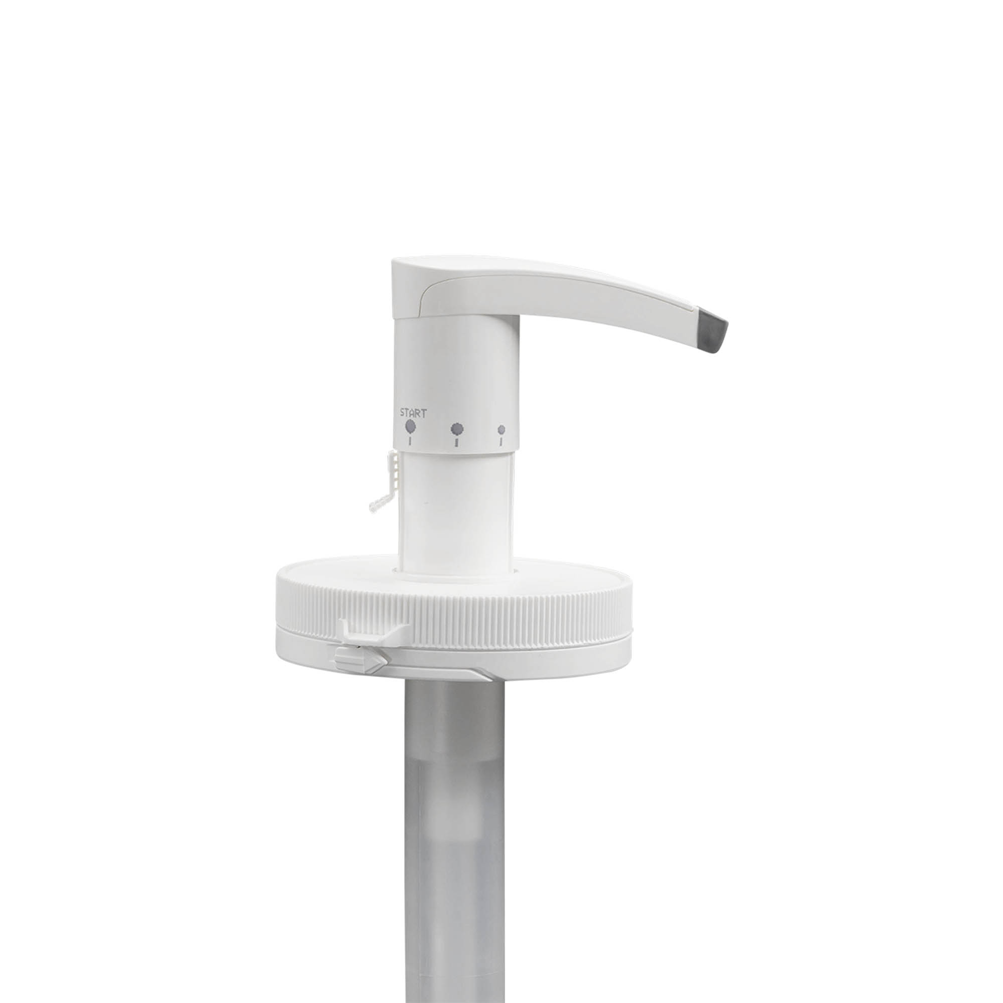 Dozatorpumpe 655 ml 'Securibox', PE plastmasa, balta, vāciņam: skrūvējams aizvērums Dozatorpumpe 655 ml 'Securibox', PE plastmasa, balta, vāciņam: skrūvējams aizvērums