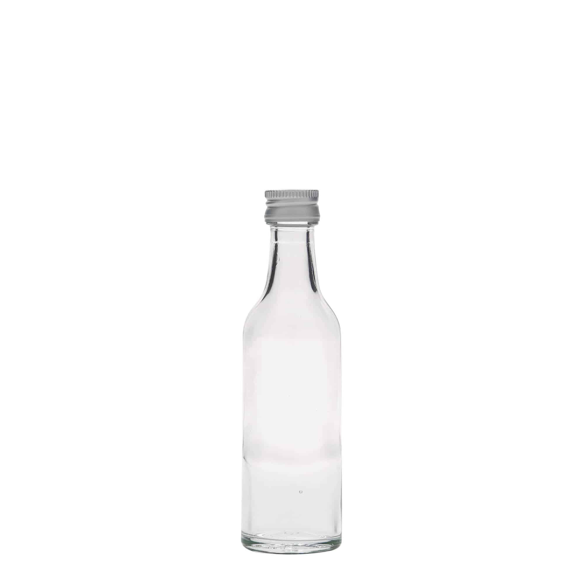 50 ml stikla pudele ar taisnu kaklu, atvere: PP 18
