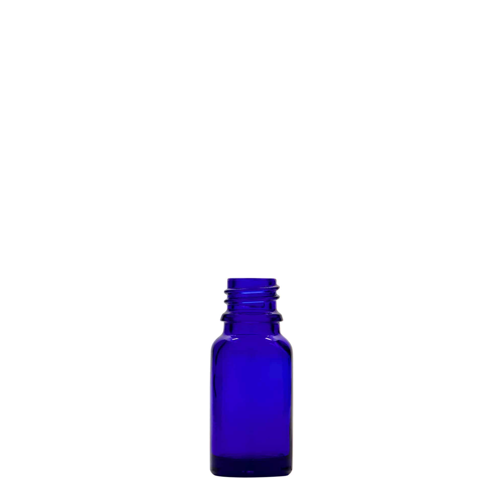 10 ml zāļu pudelīte, stikla, karaliski zila, aizdare: DIN 18 10 ml zāļu pudelīte, stikla, karaliski zila, aizdare: DIN 18