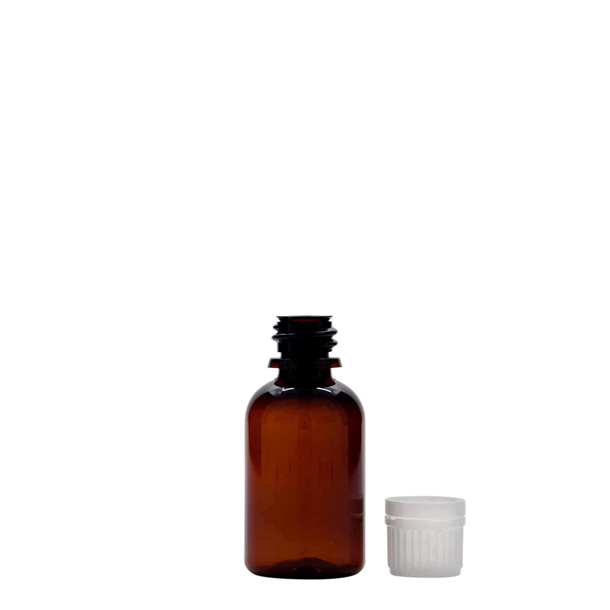 30 ml PET zāļu pudelīte 'Easy Living', brūna, plastmasas, aizdare: DIN 18