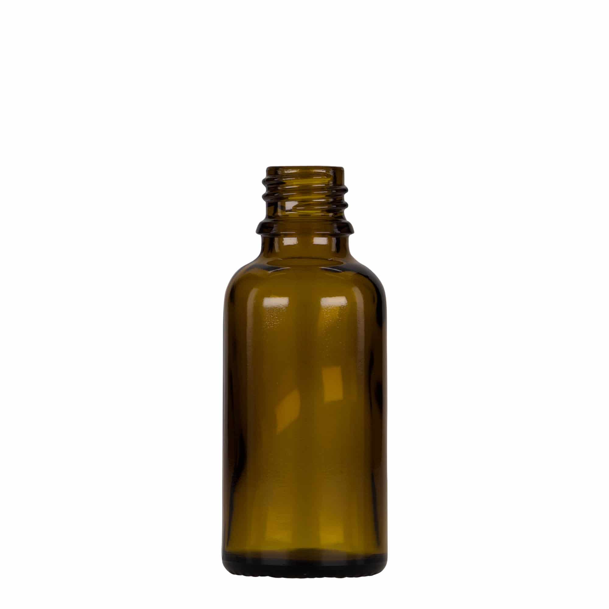 30 ml pilināšanas pudele medicīniska, stikls, brūni-melna, atvere: DIN 18