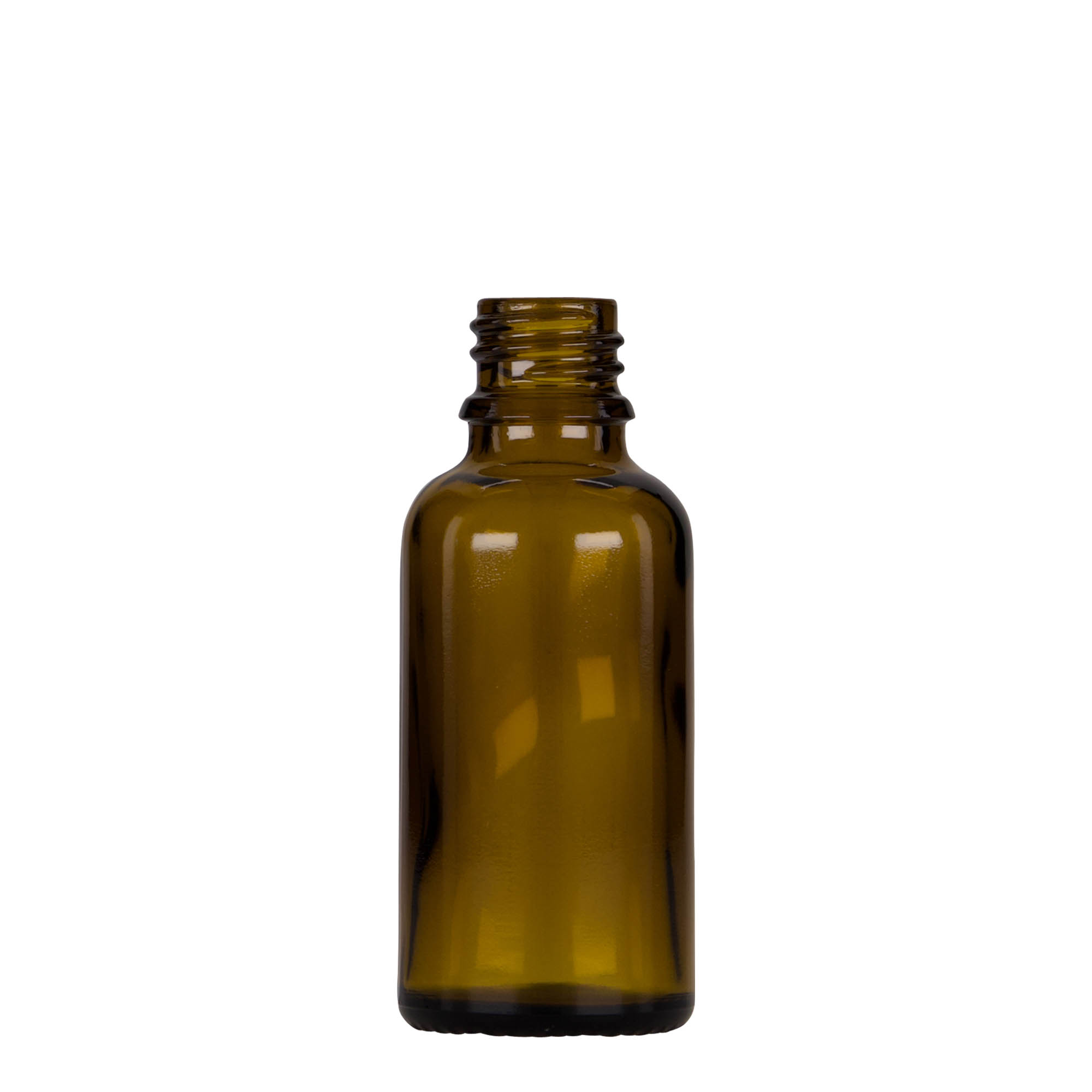 30 ml pilināšanas pudele medicīniska, stikls, brūni-melna, atvere: DIN 18 30 ml pilināšanas pudele medicīniska, stikls, brūni-melna, atvere: DIN 18