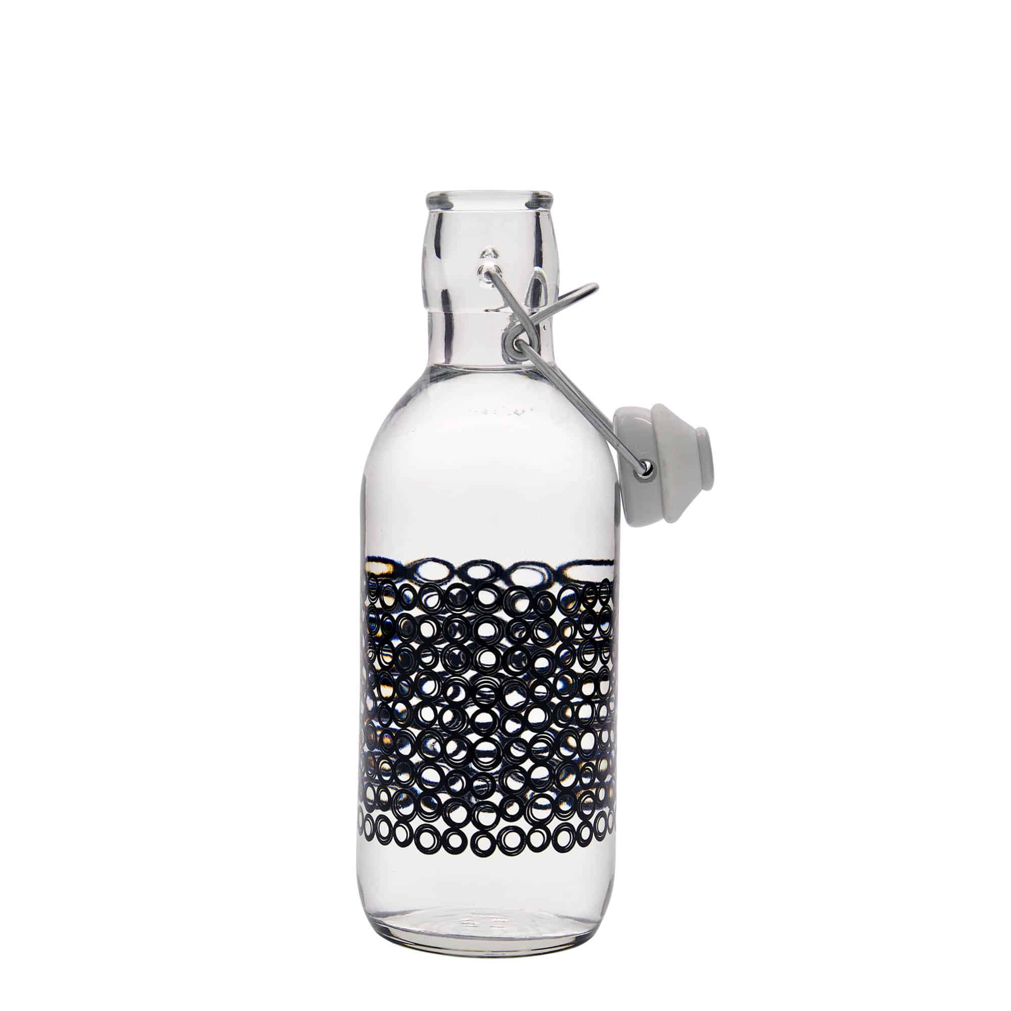 500 ml stikla pudele 'Emilia', motīvs: Circola nero, atvere: aizdares vāciņš
