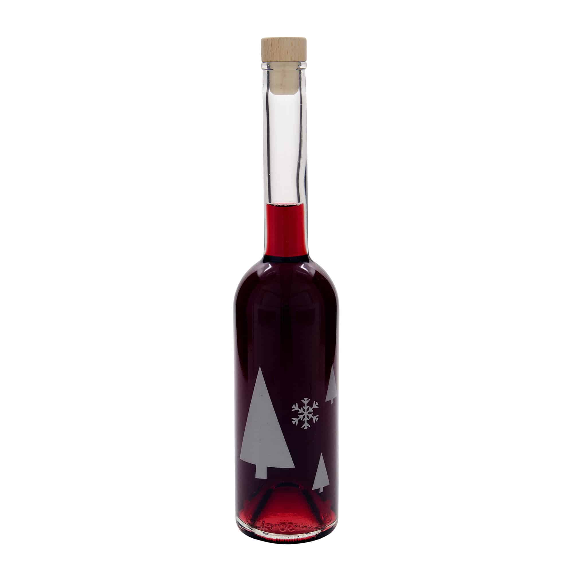 500 ml stikla pudele 'Opera', motīvs: sniegpārslas, atvere: korķis