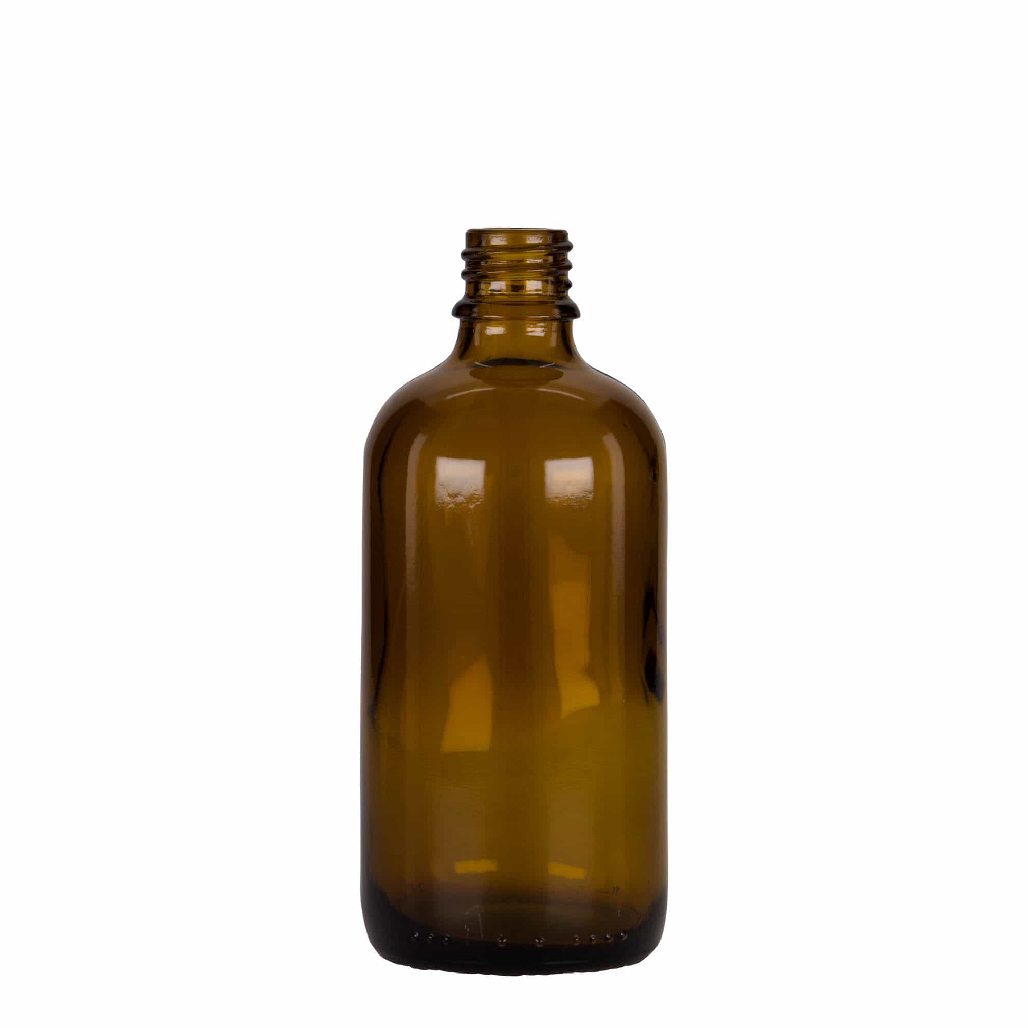 100 ml pilināmā pudelīte medicīniskiem nolūkiem, stikls, brūni-melna, atvere: DIN 18 100 ml pilināmā pudelīte medicīniskiem nolūkiem, stikls, brūni-melna, atvere: DIN 18