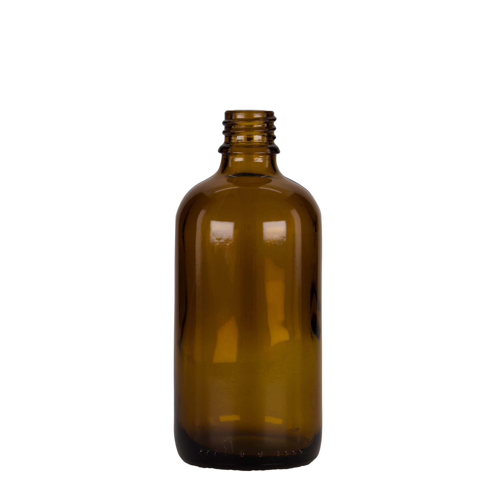 100 ml pilināmā pudelīte medicīniskiem nolūkiem, stikls, brūni-melna, atvere: DIN 18