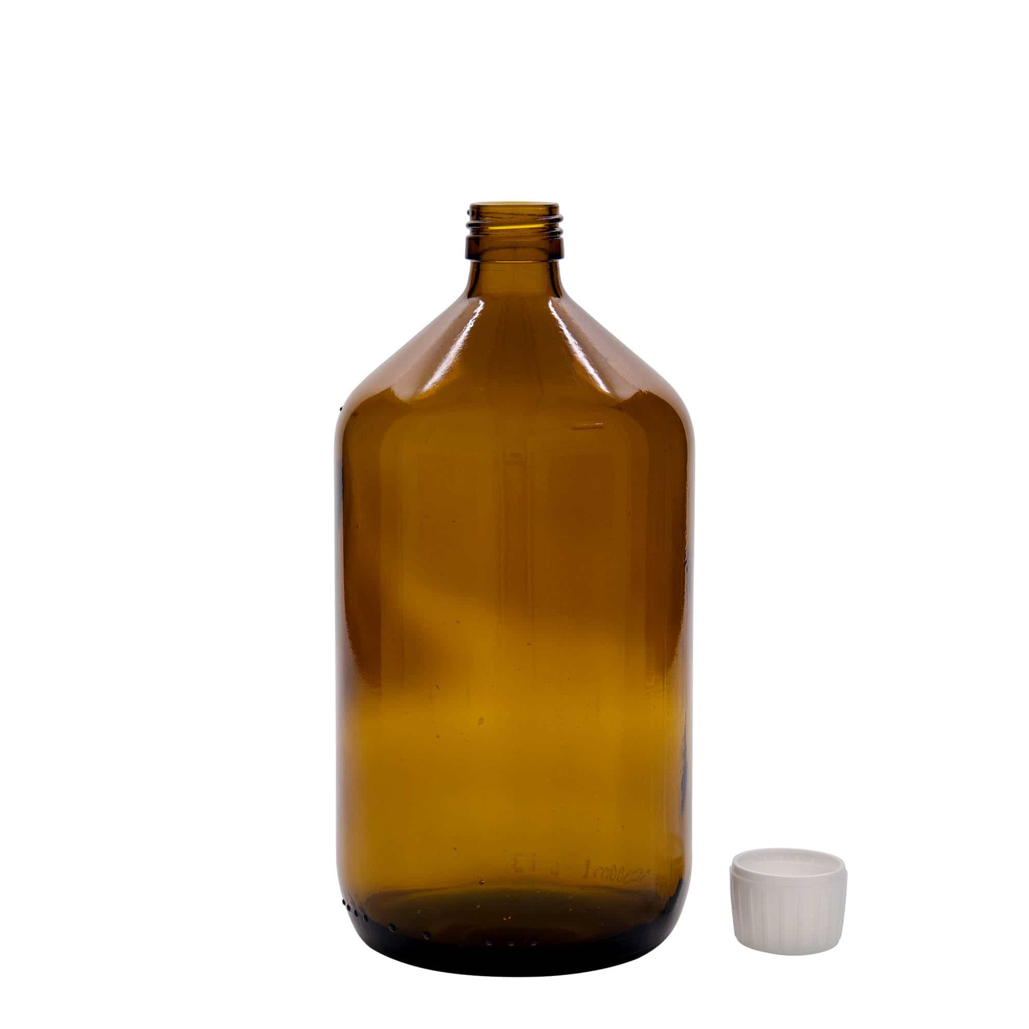 1000 ml zāļu pudelīte, brūna, stikla, aizdare: PP 28