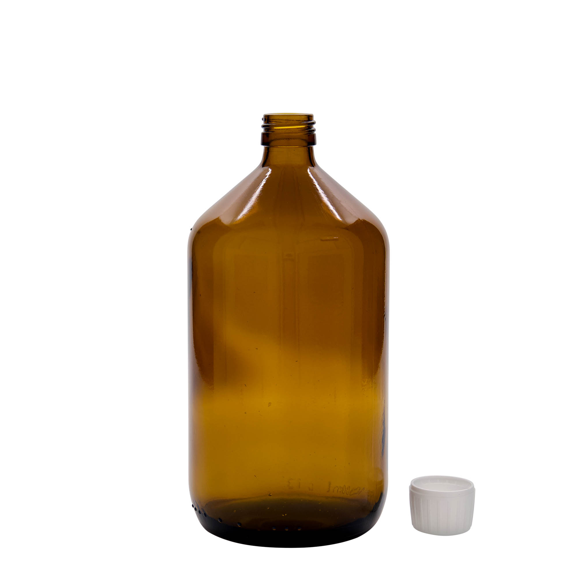 1.000 ml medicīnas pudele, brūna, stikls, atvere: PP 28 1.000 ml medicīnas pudele, brūna, stikls, atvere: PP 28