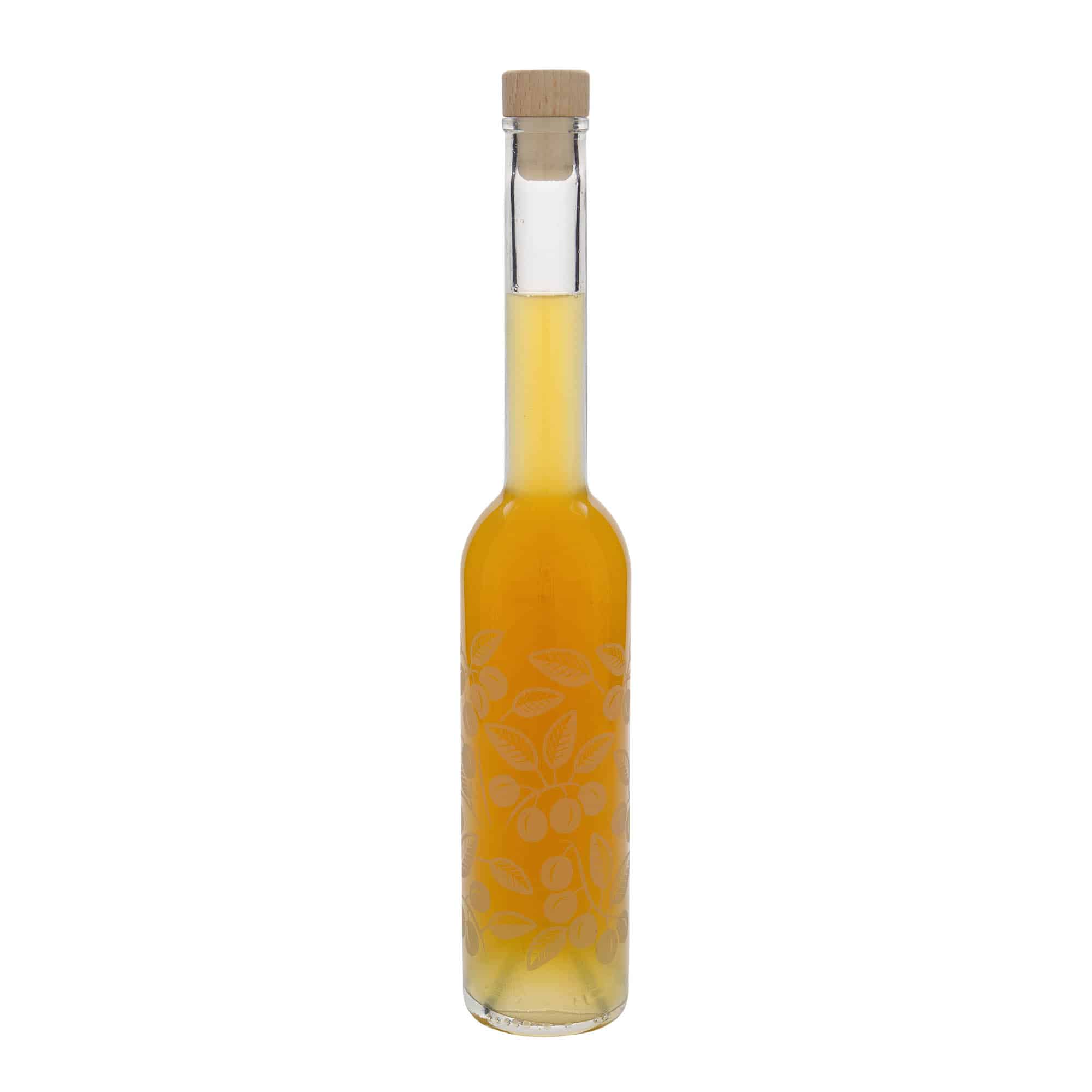 350 ml stikla pudele 'Opera', motīvs: mirabeles, aizdare: korķis
