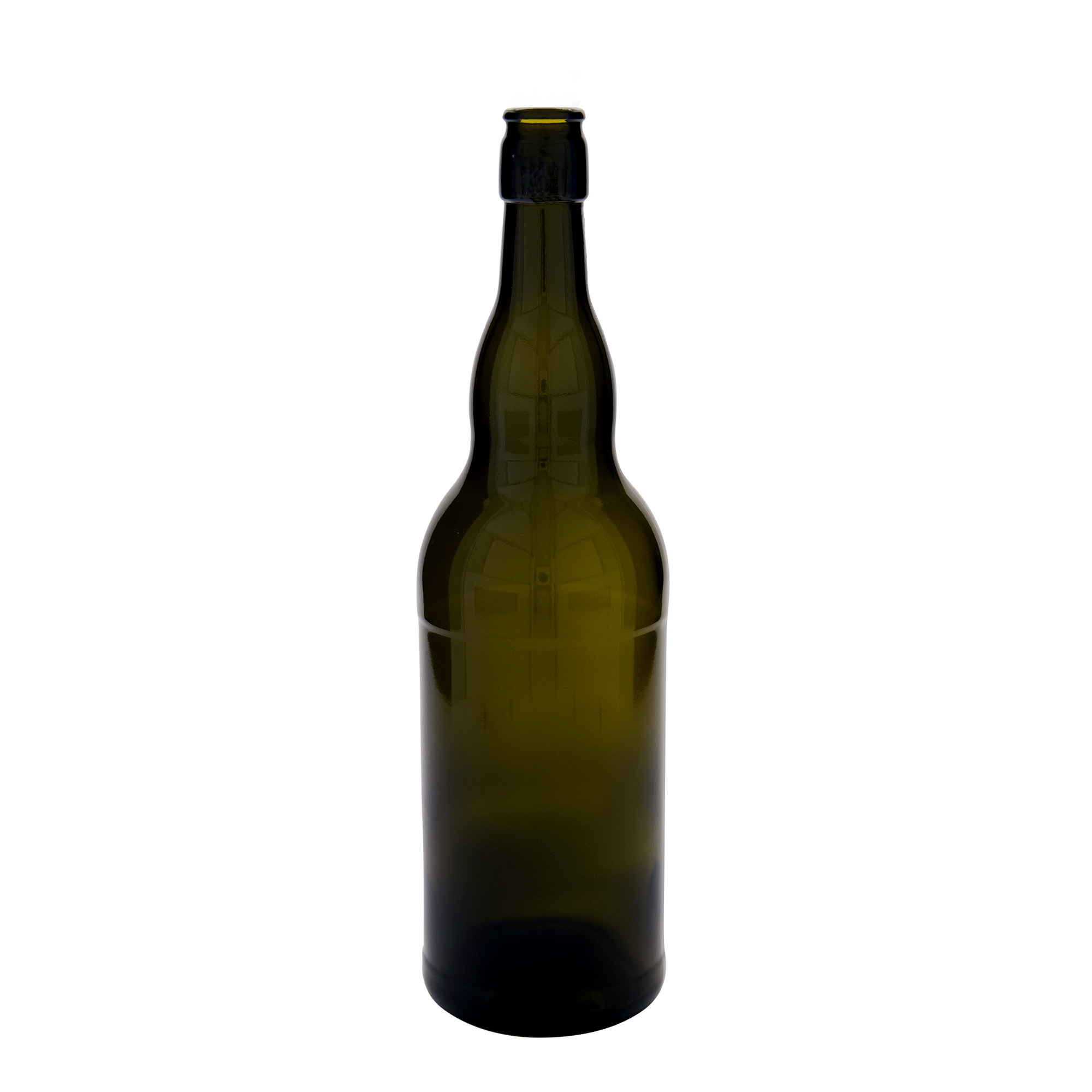 1.000 ml alus pudele Beļģija, stikls, antīkzaļš, atvere: aizbīdņa aizdare