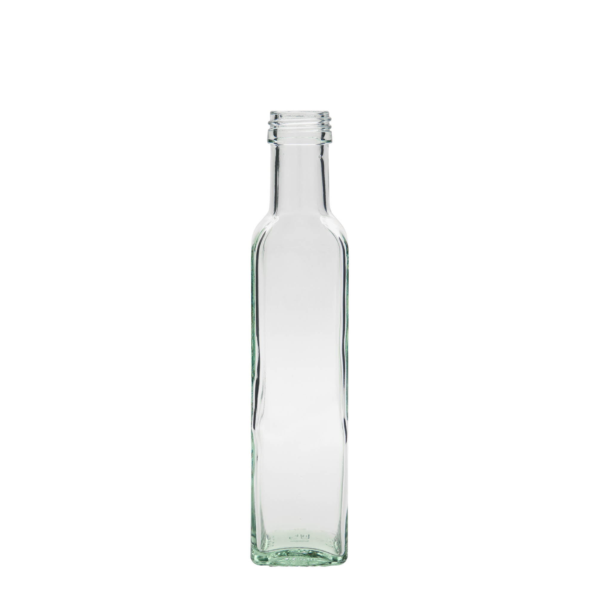 250 ml stikla pudele 'Marasca', kvadrātiska, atvere: PP 31,5 250 ml stikla pudele 'Marasca', kvadrātiska, atvere: PP 31,5