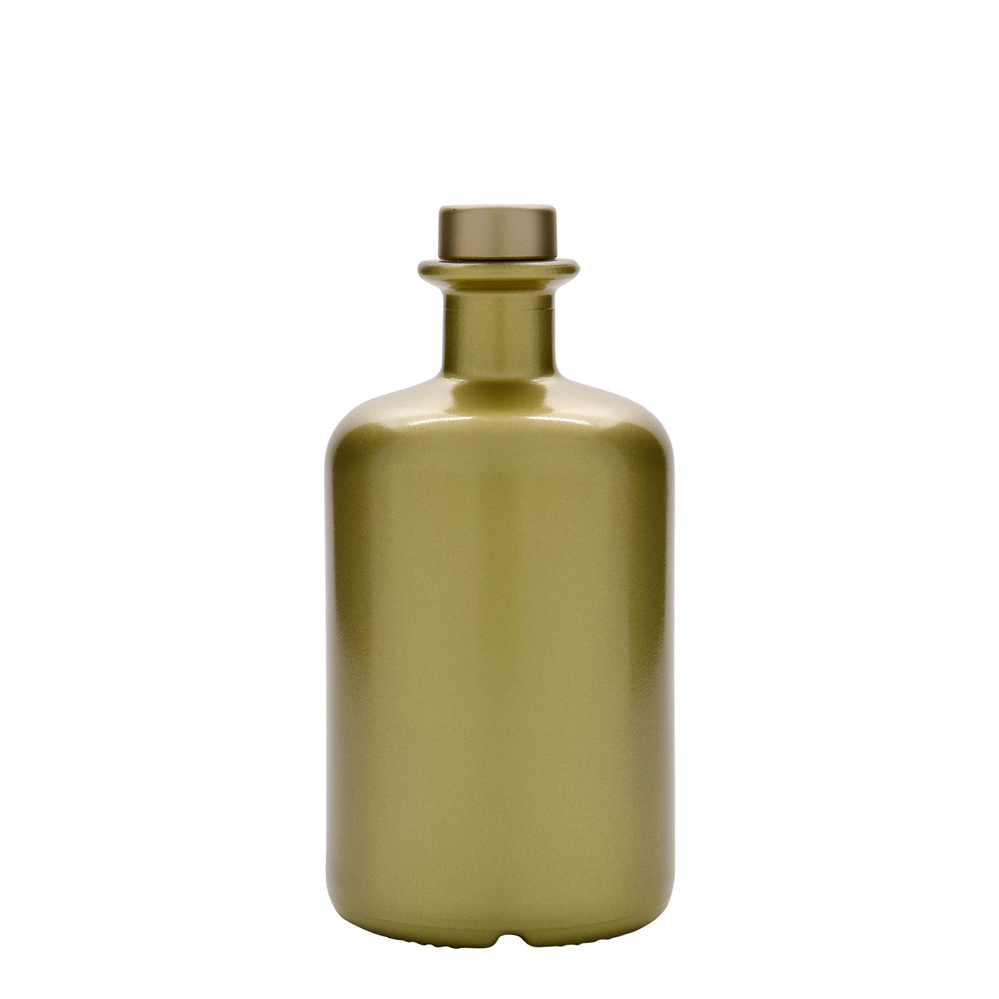 500 ml stikla pudele aptiekāram, zelta, atvere: korķis