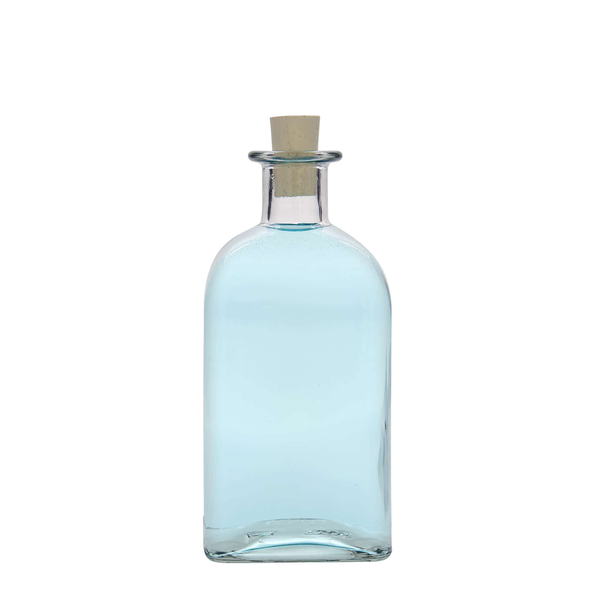 500 ml stikla pudele, farmācijas, 'Carré', kvadrātiska, aizdare: korķis