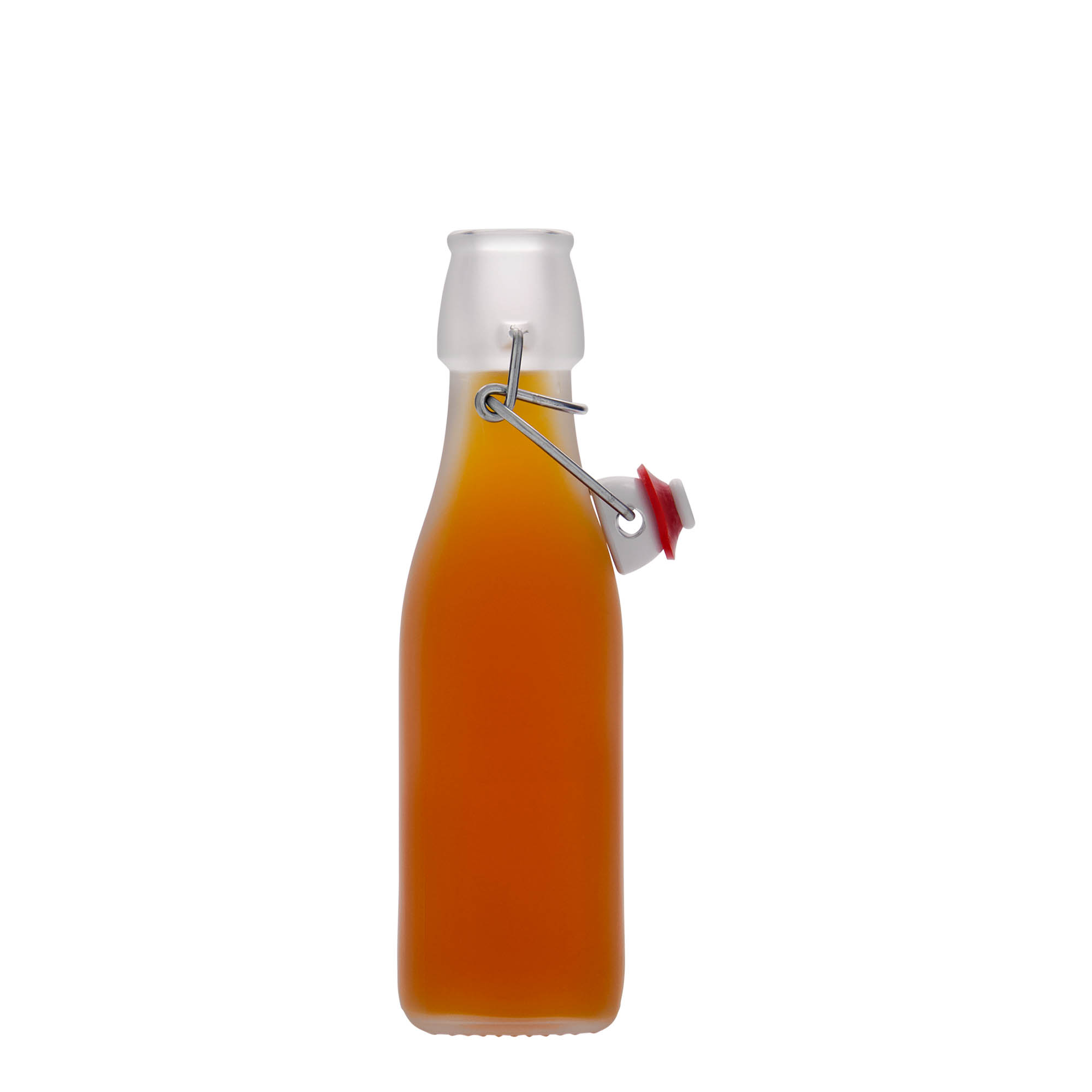 250 ml stikla pudele 'Swing, kvadrātveida, balta, atvere: aizbīdņa aizdare