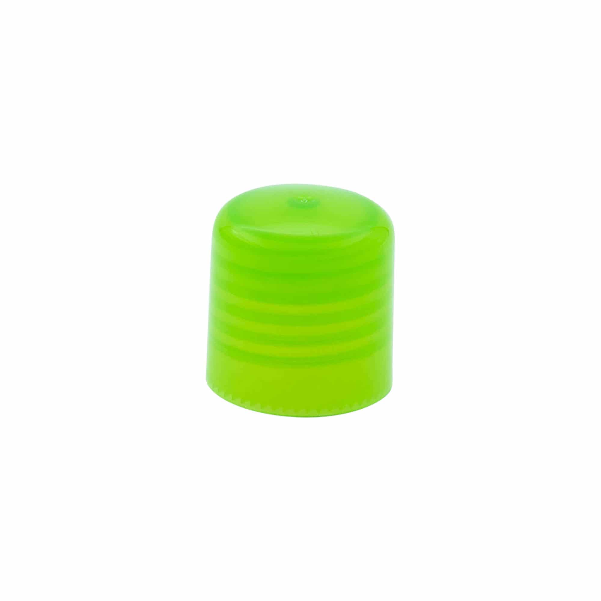 Skrūvējams vāciņš ar šļirces ielikni, PP plastmasa, zaļš, priekš atveres: 24/410 Skrūvējams vāciņš ar šļirces ielikni, PP plastmasa, zaļš, priekš atveres: 24/410