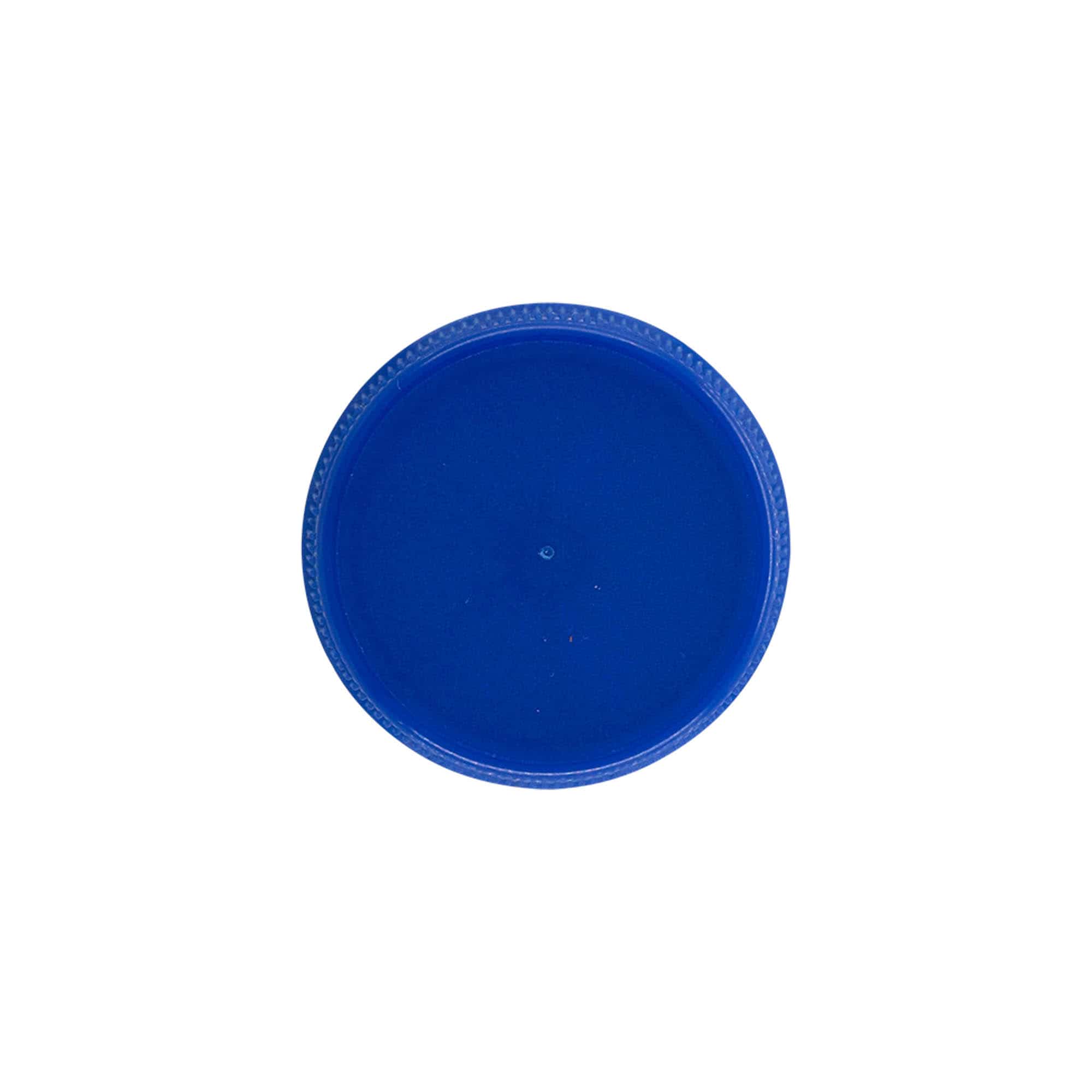 Skrūvējams vāciņš ar dubulto vītni, PE plastmasas, zils, aizdarei: PET 38 mm