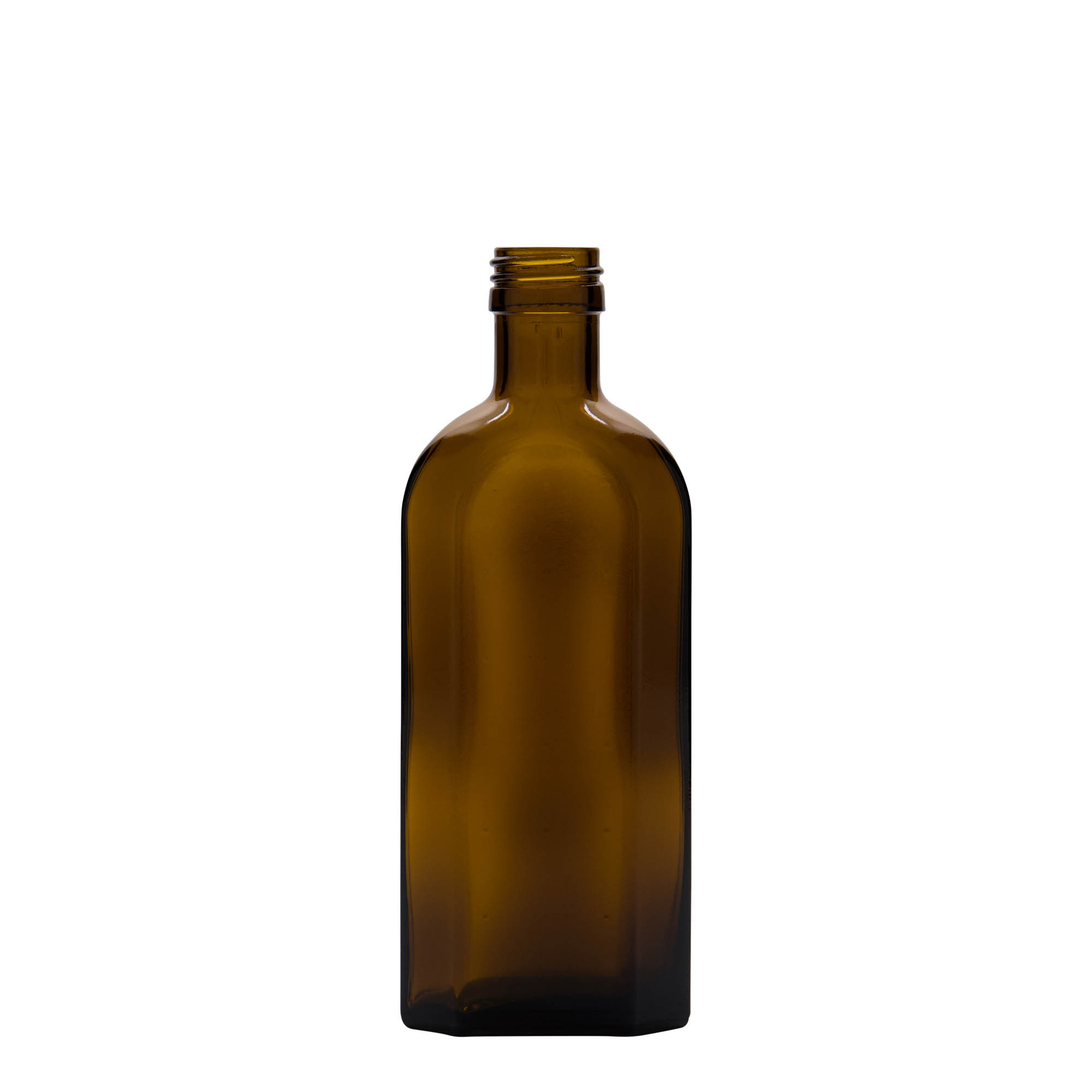 250 ml medicīnas pudelīte Meplat, ovāla, stikls, brūna, atvere: PP 28