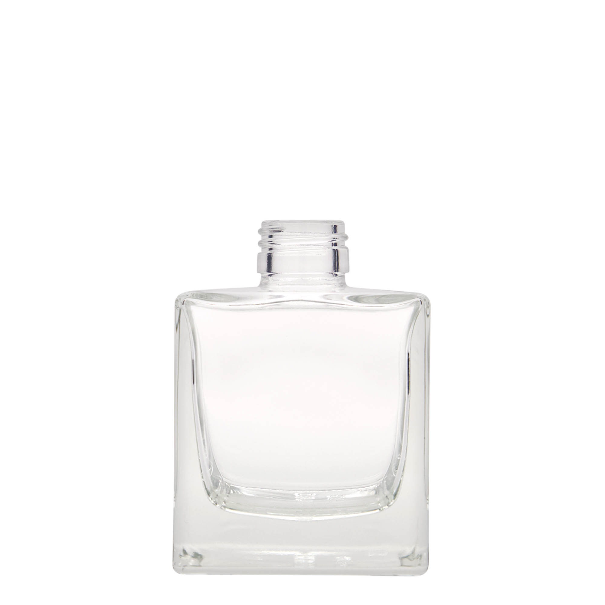 200 ml stikla pudele 'Cube', kvadrātiska, atvere: PP 28
