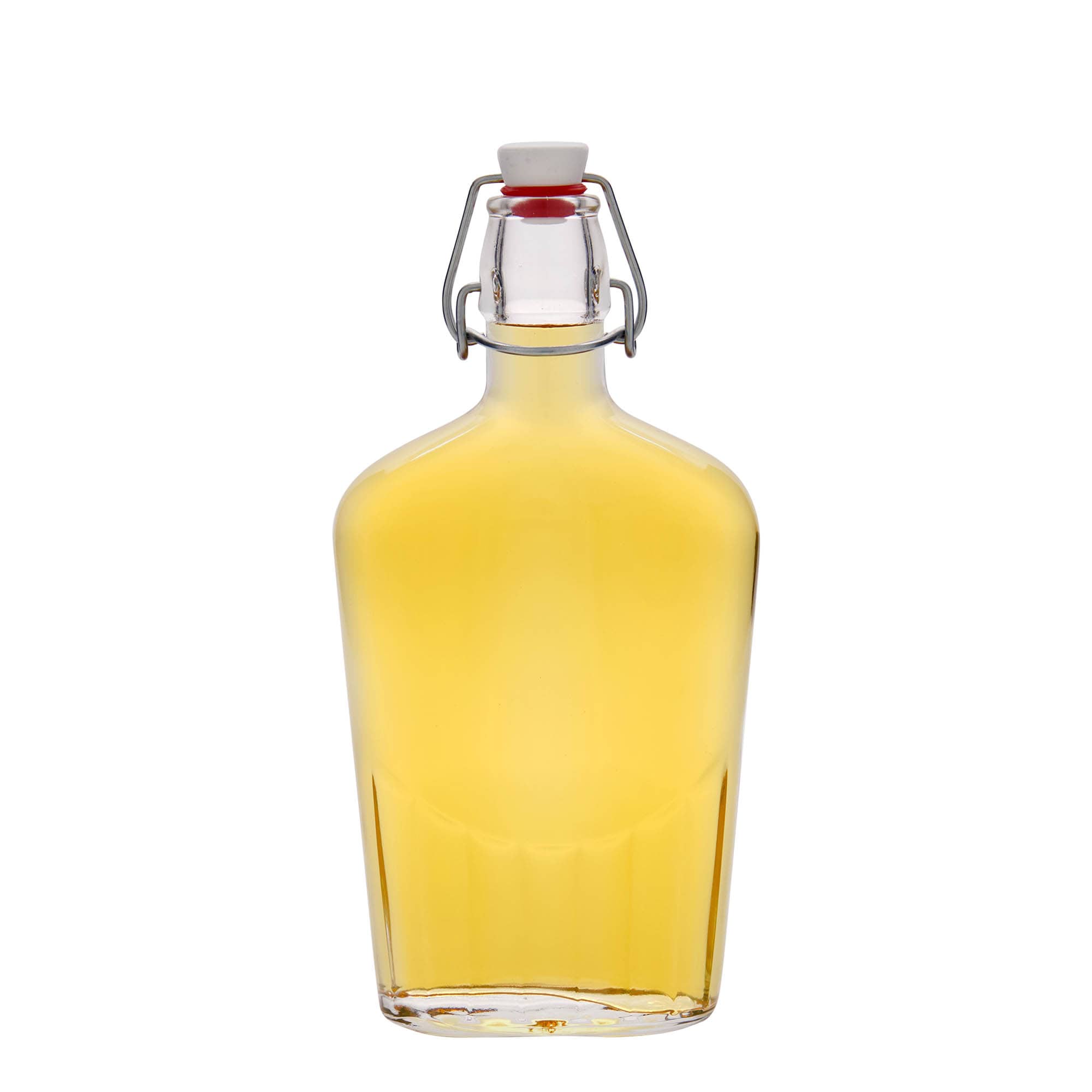 500 ml stikla pudele 'Fiaschetta', ovāla, atvere: aizbīdņa aizdare