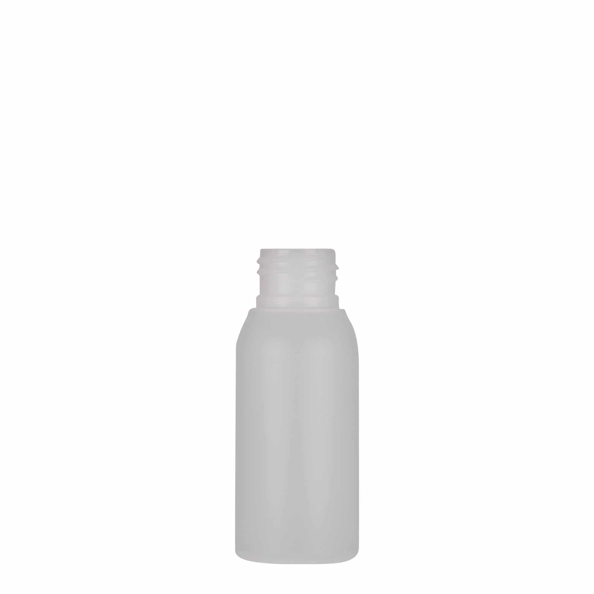 50 ml plastmasas pudele 'Tuffy', HDPE, dabīga, aizdare: GPI 24/410 50 ml plastmasas pudele 'Tuffy', HDPE, dabīga, aizdare: GPI 24/410