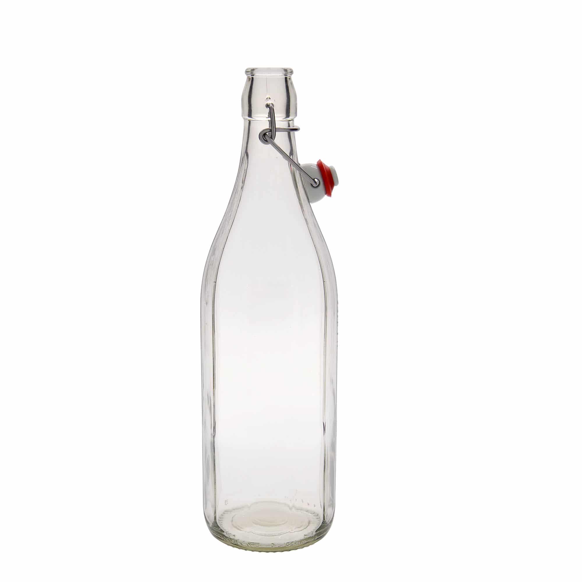 1.000 ml stikla pudele 'Bravo' #, desmitstūrainā, atvere: skavas aizdare