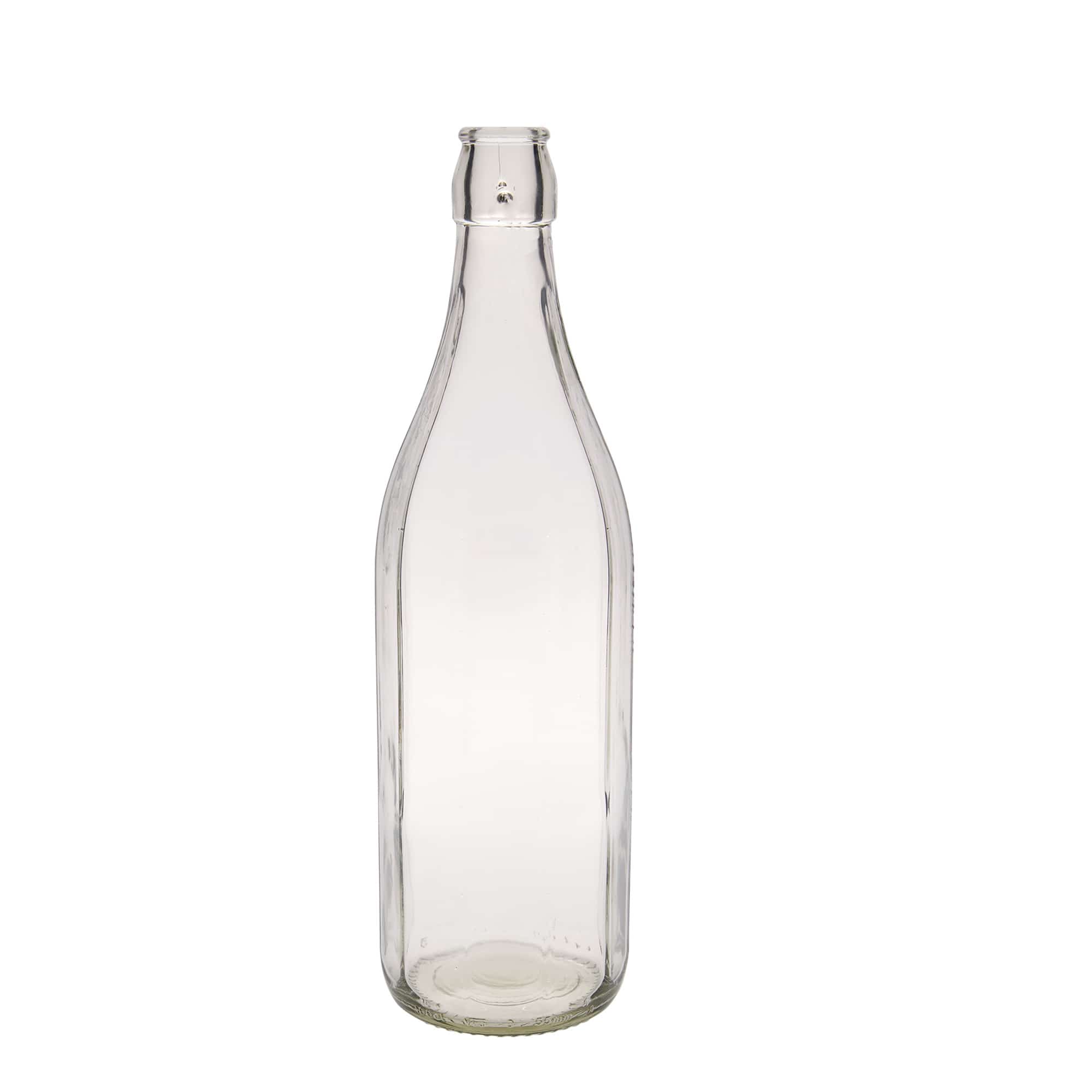 1.000 ml stikla pudele 'Bravo' #, desmitstūrainā, atvere: skavas aizdare