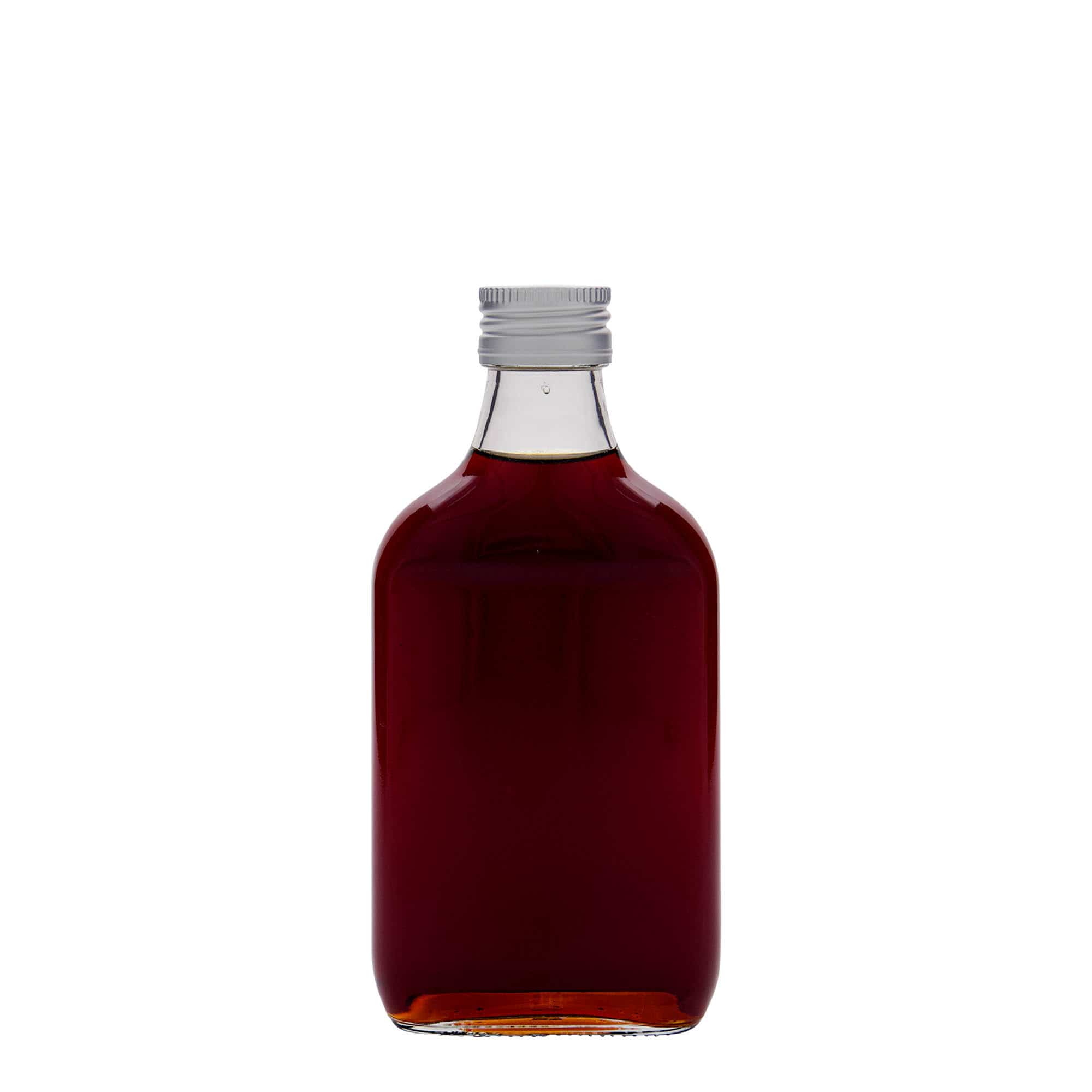 200 ml blašķe, taisnstūra, stikla, aizdare: PP 28