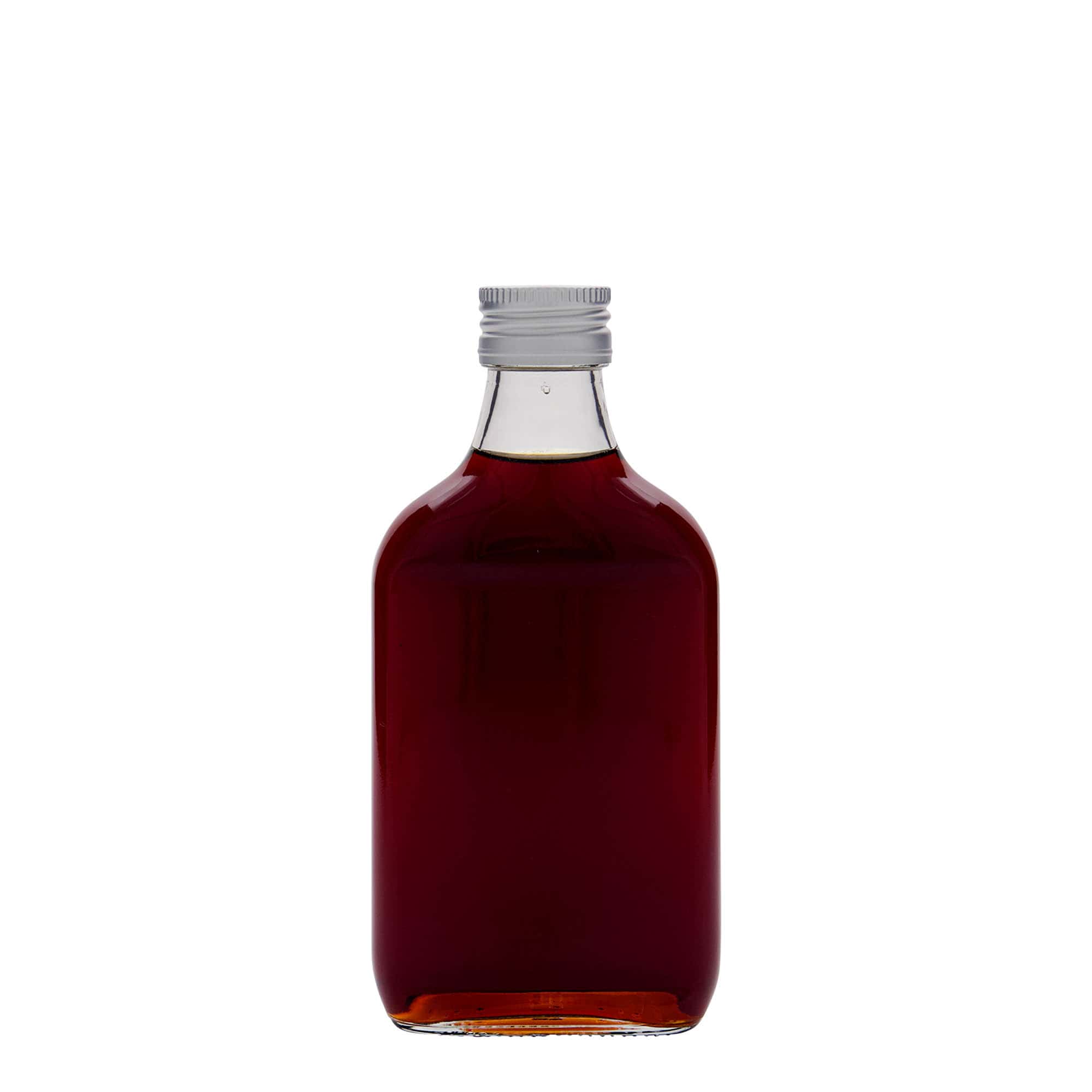200 ml kabatas pudele, taisnstūrveida, stikls, atvere: PP 28