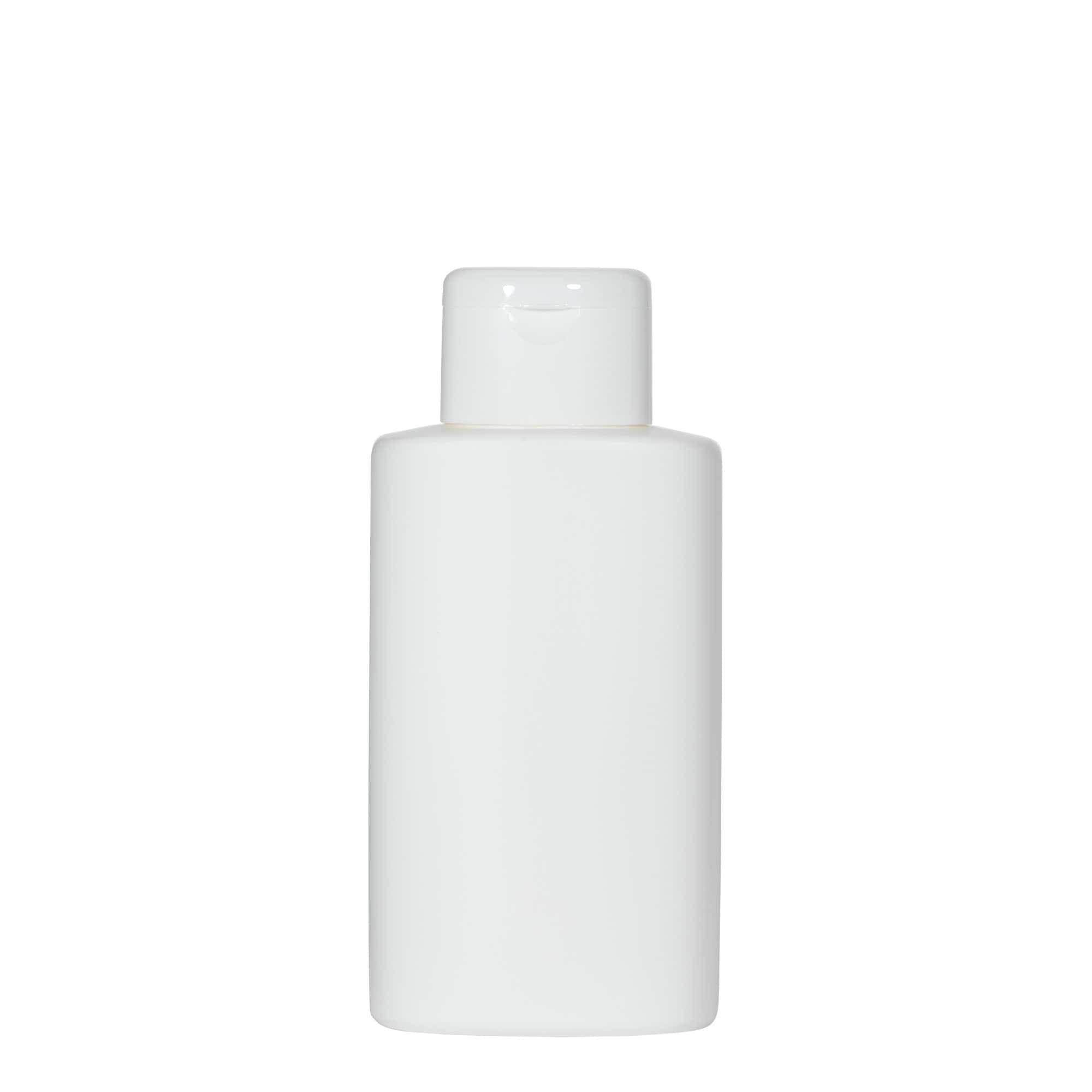 250 ml plastmasas pudele 'Indy', ovāla, HDPE, balta, aizdare: skrūvējams vāciņš