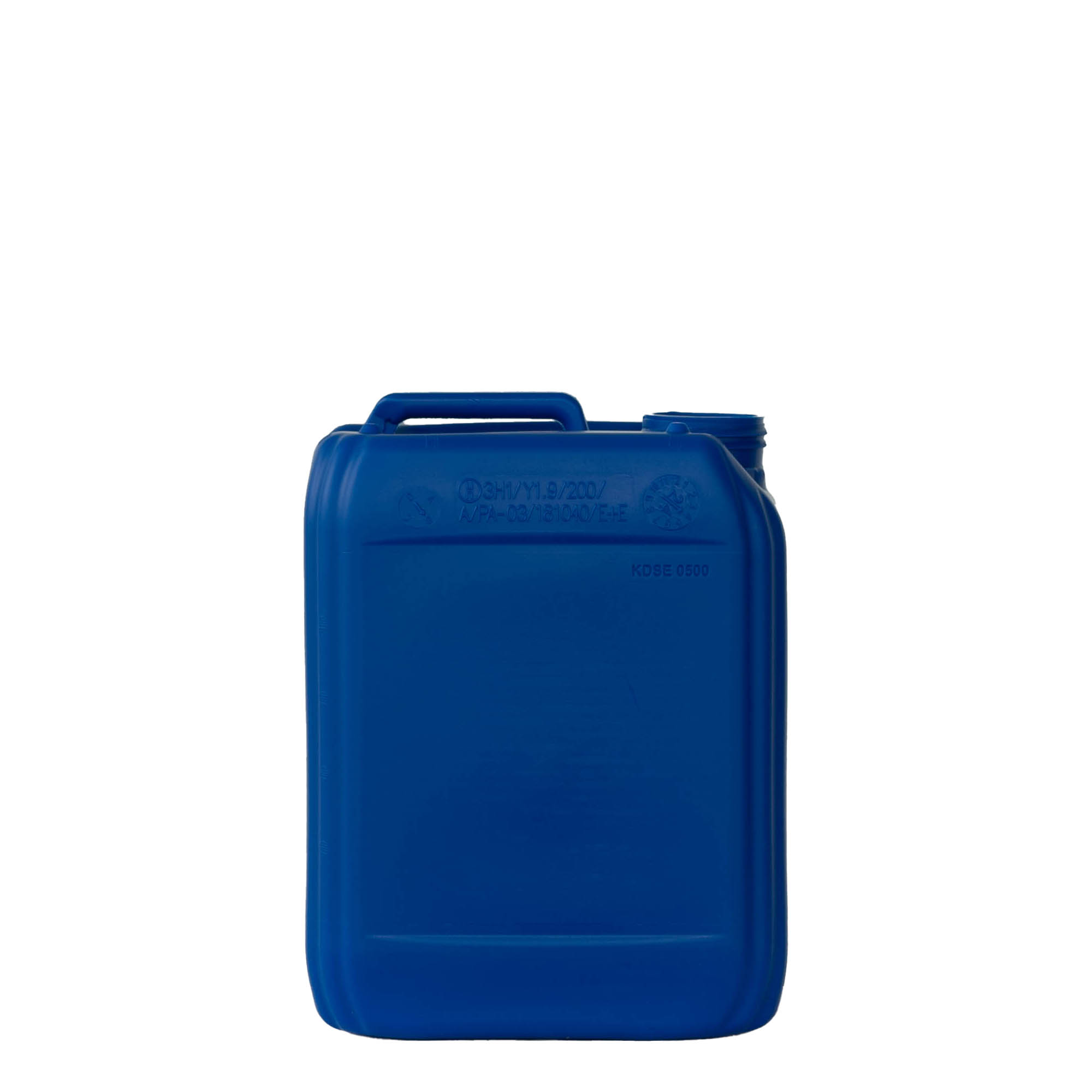 5 l kanniņa, taisnstūrveida, HDPE plastmasa, zila, atvere: ND 55