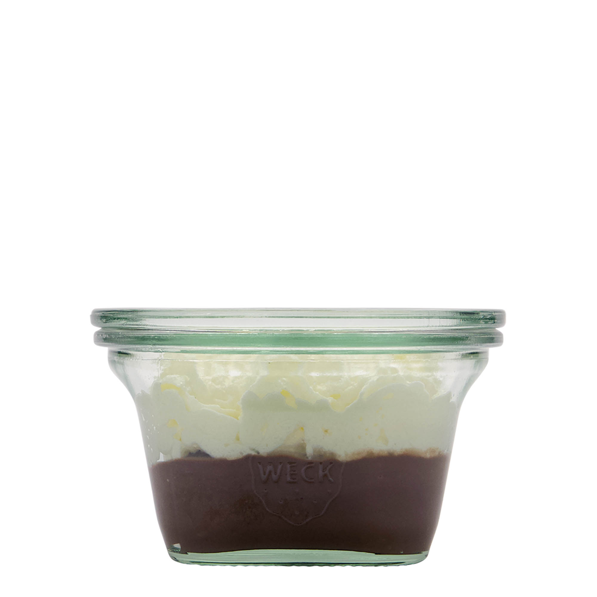 290 ml WECK kvadrātstikla burka, kvadrātveida, atvere: apaļš malu malas malu