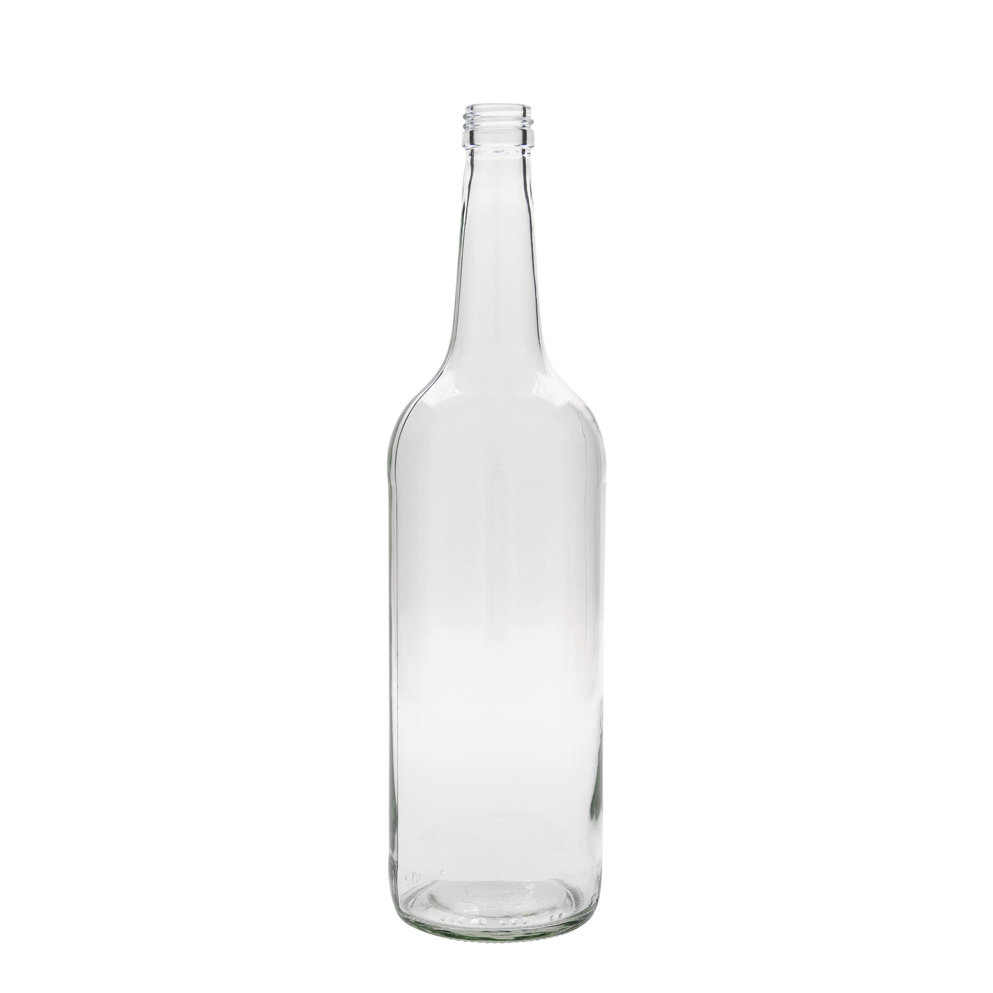 1.000 ml stikla pudele ar taisnu kaklu, atvere: PP 28