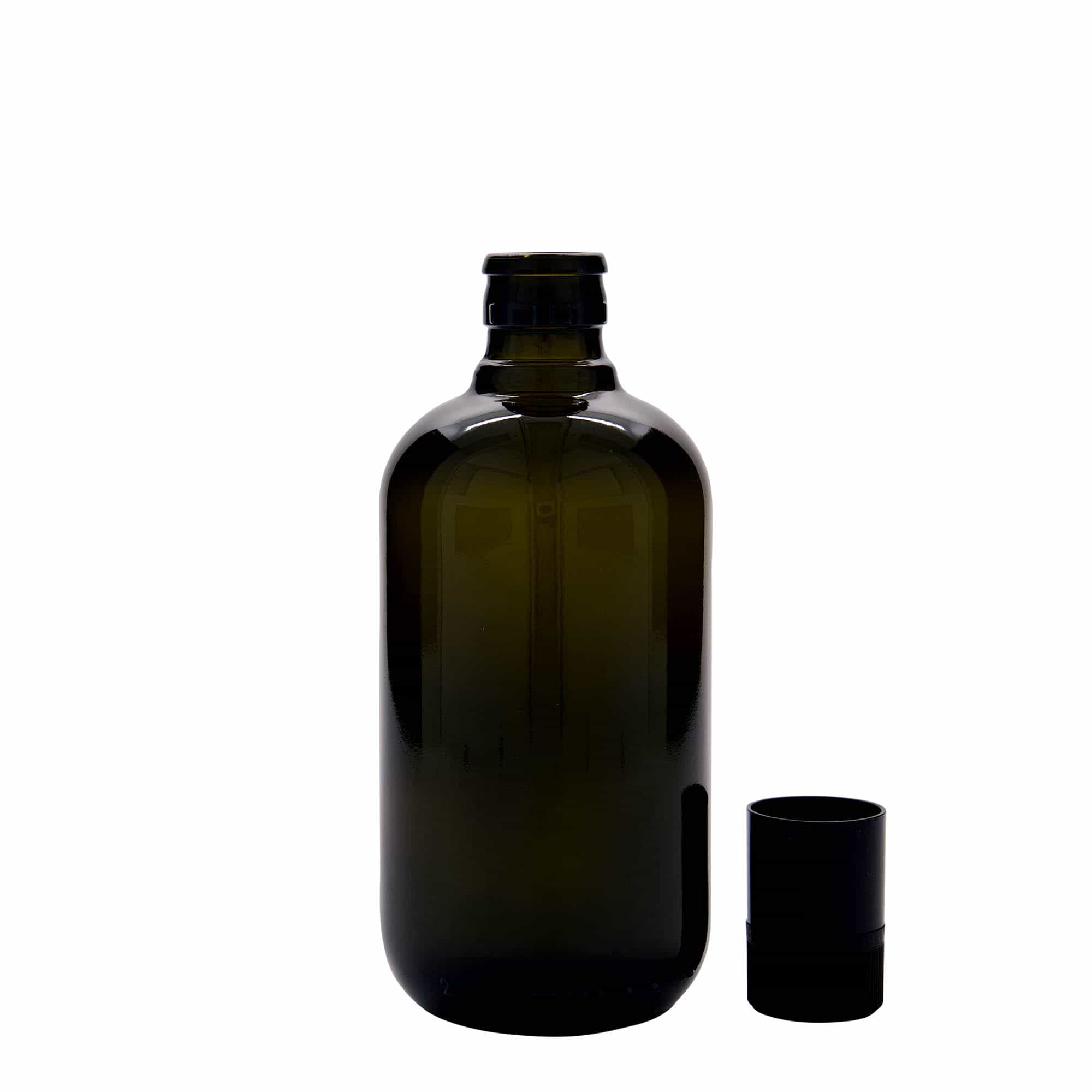 500 ml etiķe/eļļas pudele 'Biolio', stikla, antīki zaļa, aizdare: DOP