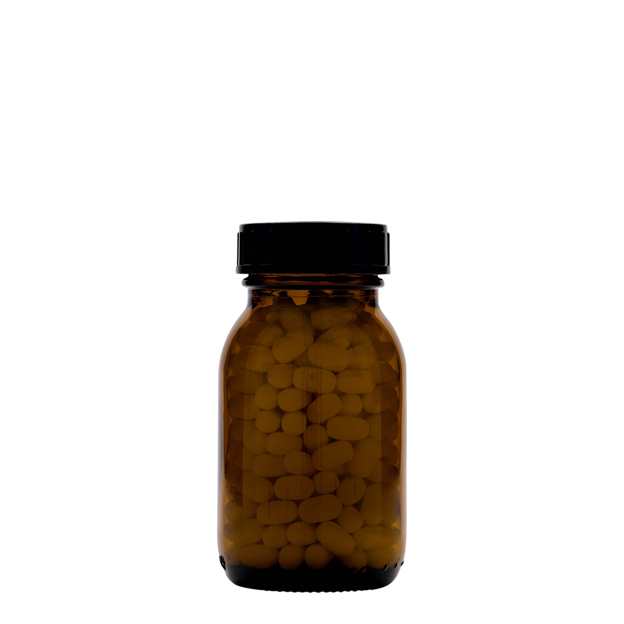 125 ml plata kakla stikla burka, brūna, atvere: DIN 40 125 ml plata kakla stikla burka, brūna, atvere: DIN 40