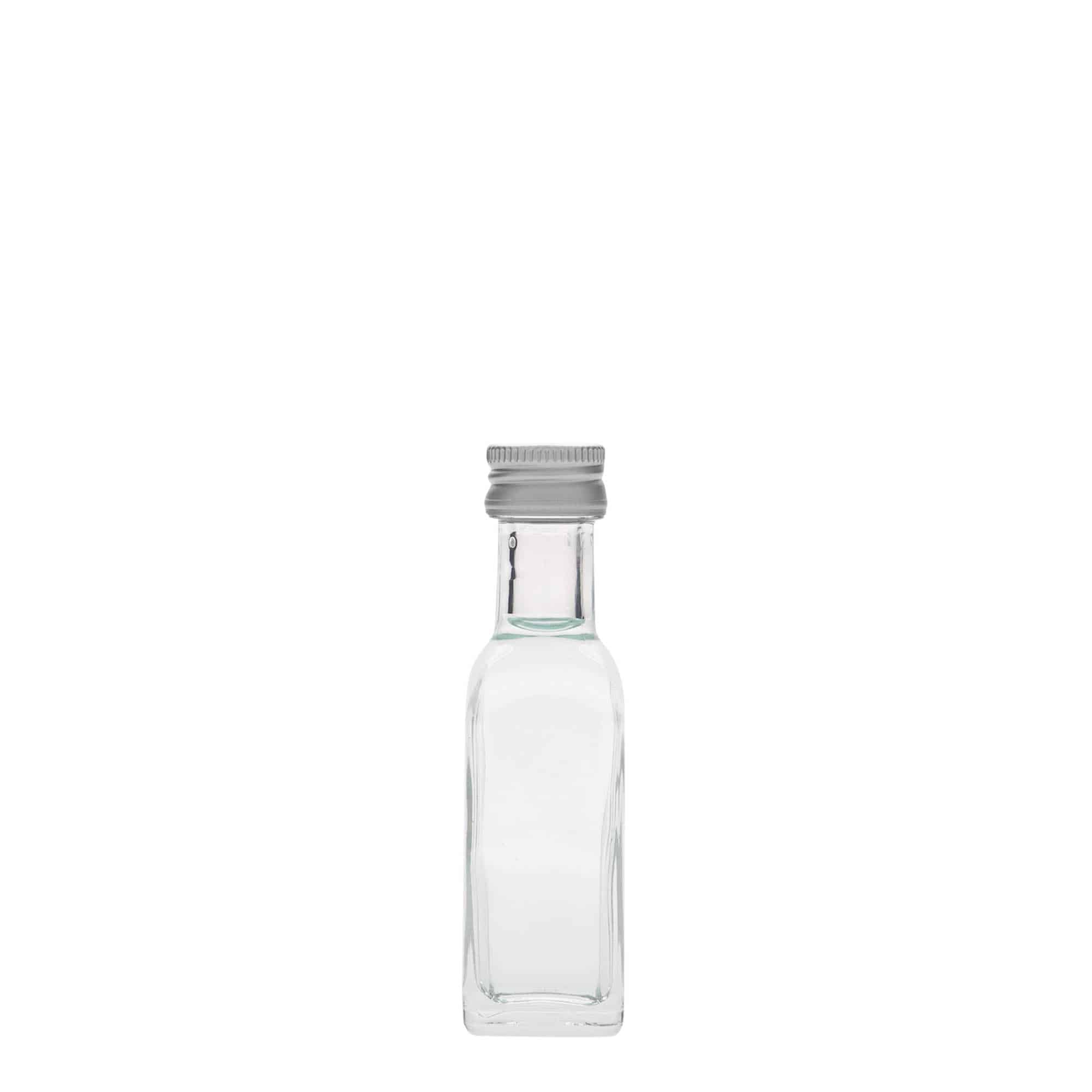 20 ml stikla pudele 'Marasca', kvadrātveida, atvere: PP 18