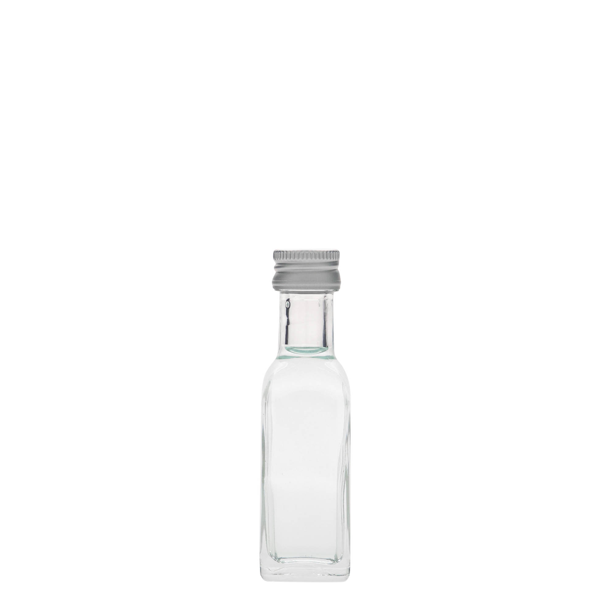 20 ml stikla pudele 'Marasca', kvadrātveida, atvere: PP 18